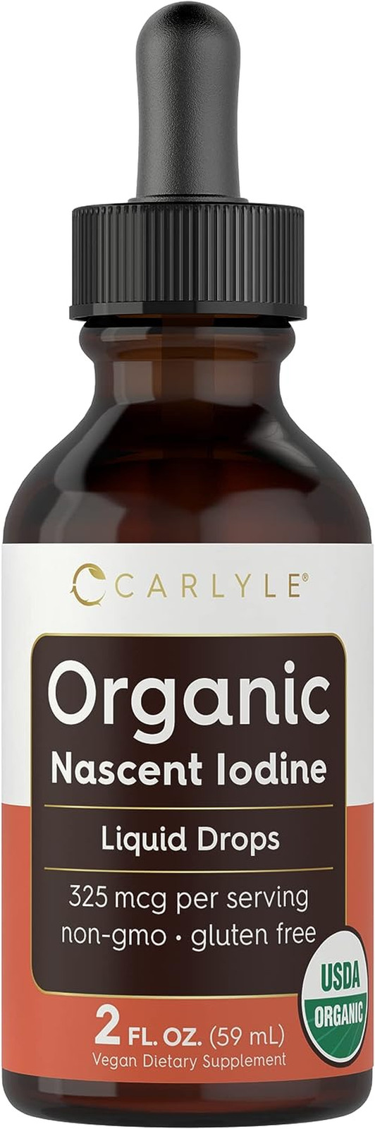 Organic Nascent Iodine Liquid Drops | 2 Fl Oz | Vegan Supplement | Non-g
