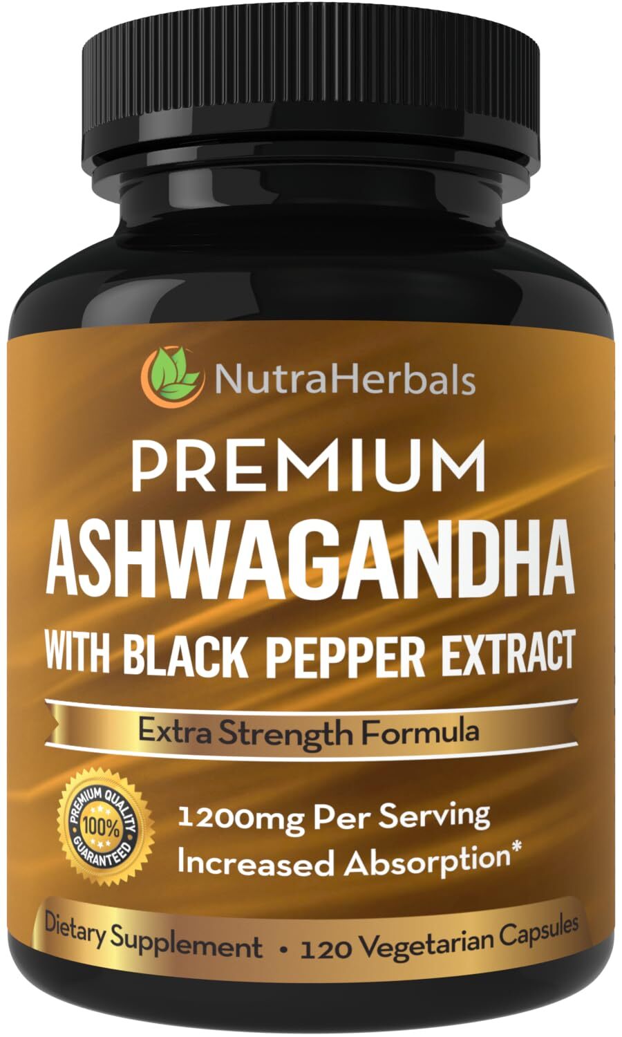 Ashwagandha Supplement Made with Premium Ashwaganda Root Powder 1200mg with B…