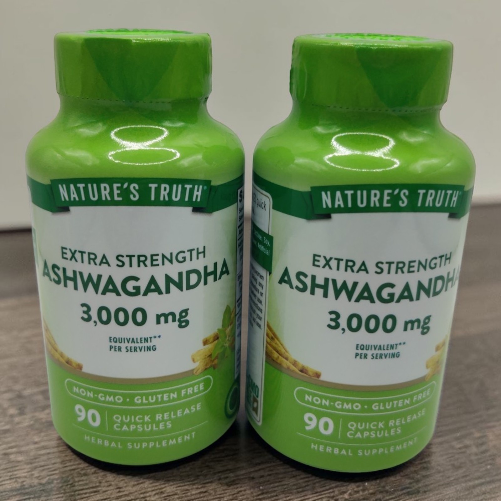 2 Natures Truth Ashwagandha 90 Capsules Each 3000mg  Non-GMO EXP 4/2028