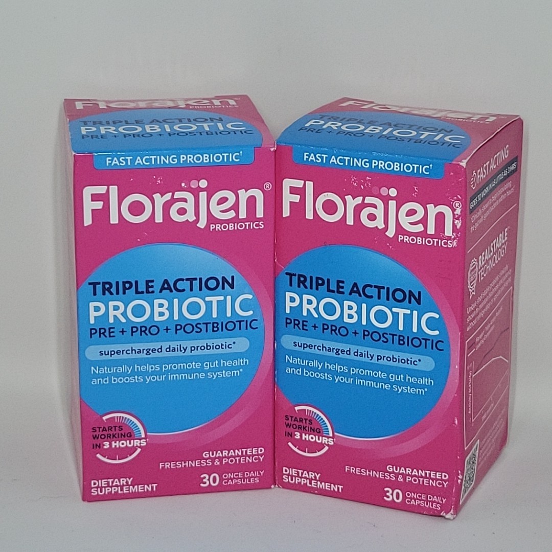 (2) Florajen Triple Action Probiotic Pre+Pro+Postbiotic 30ct Exp: 05/2026
