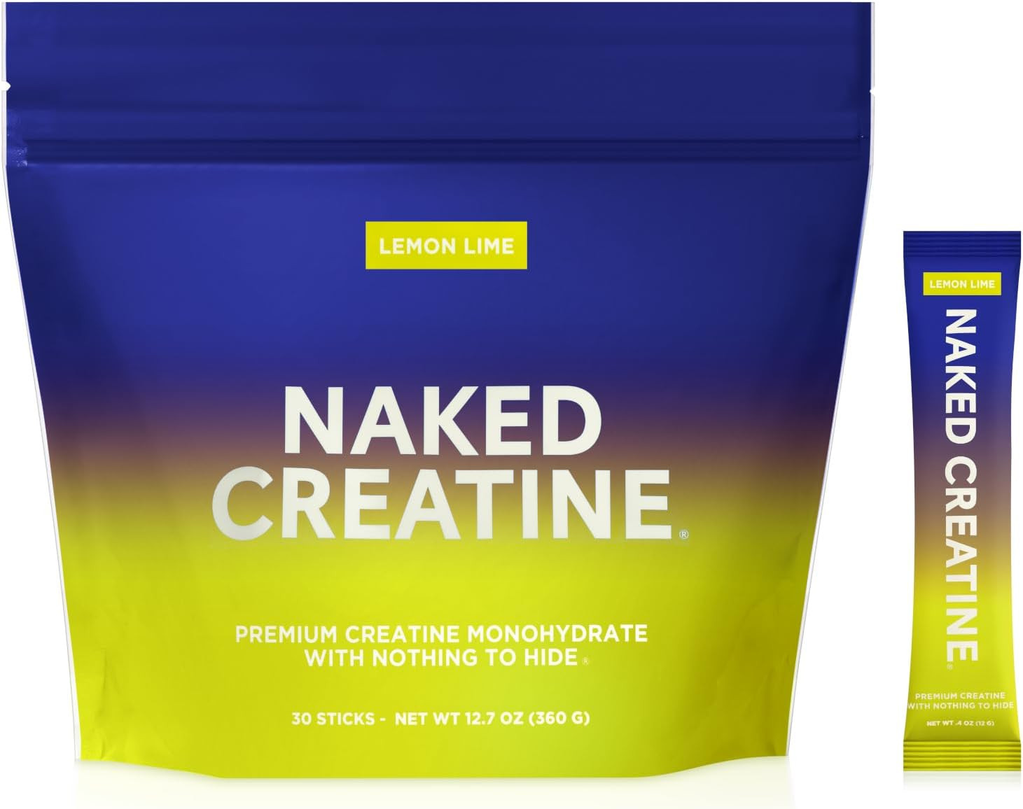Pure Micronized Lemon Lime Creatine Monohydrate Stick Packs, Vegan, Non-Gmo, Glu