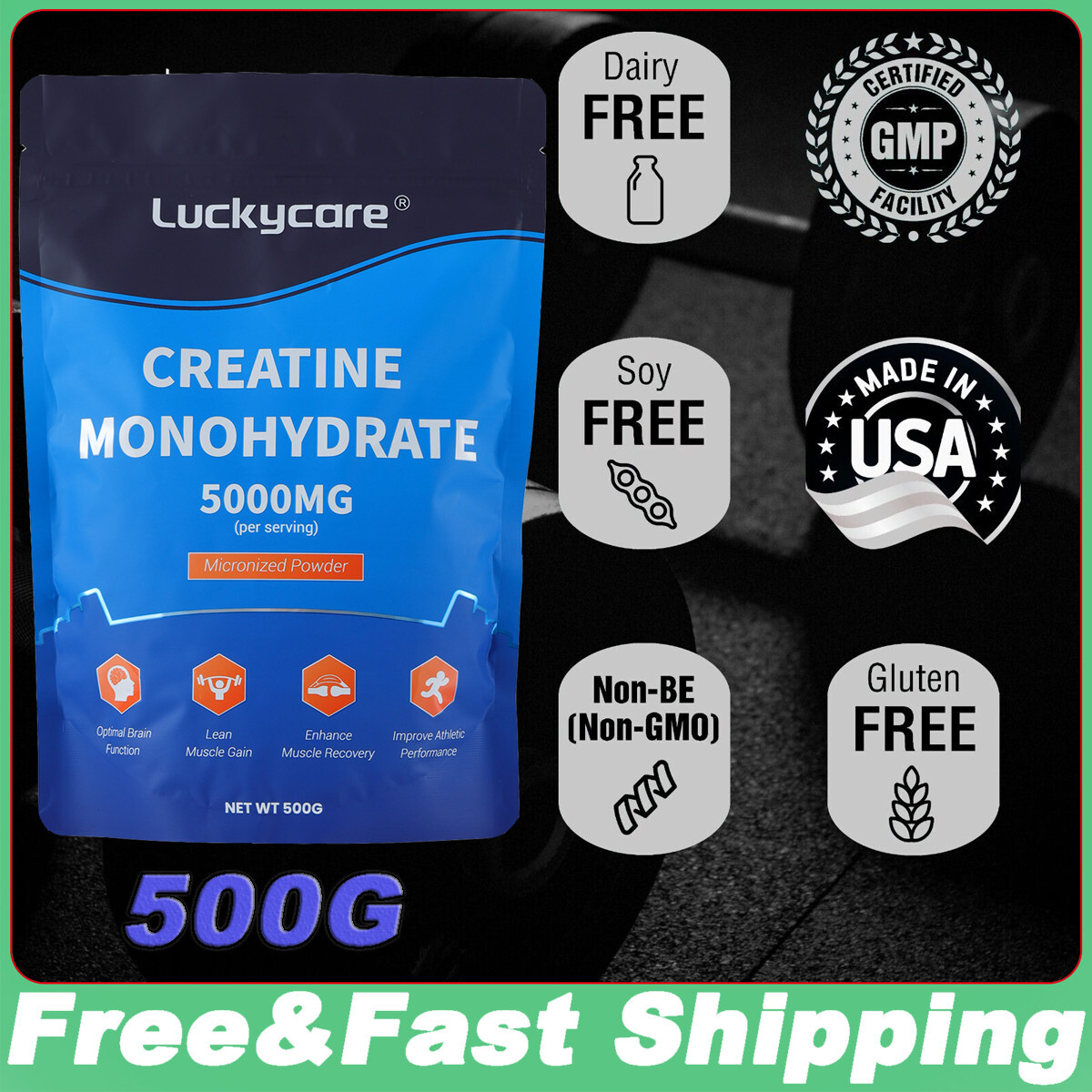 Pure Creatine Monohydrate 1.1 Lbs Powder Supports Muscle Energy – 5g Per Serving
