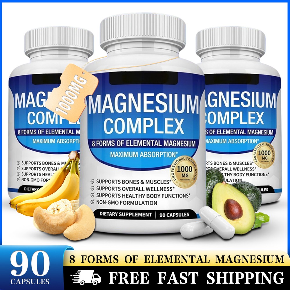1~5x Magnesium 8 in 1 Complex 1000mg & Blood Sugar Blend Supplement Combo 90Caps