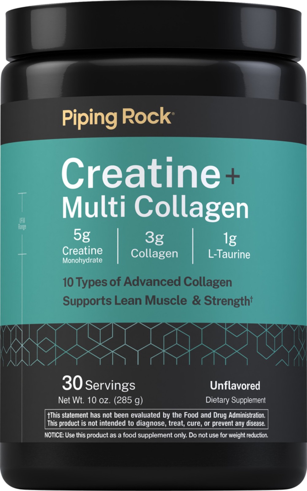 Creatine + Multi Collagen Powder | 10 oz | with L-Taurine | by Piping Rock