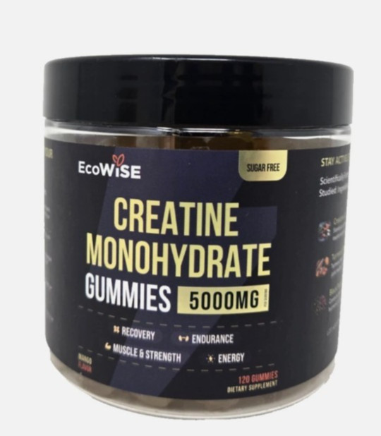 EcoWise Creatine Monohydrate Gummies 5000MG, Mango, Sugar Free, 120 ct – Sealed