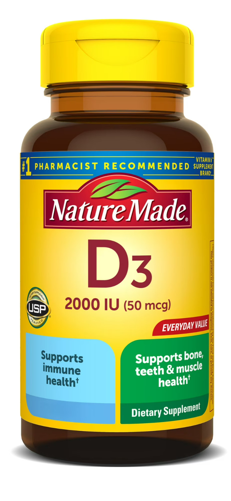 Nature Made Extra Strength Vitamin D3 2000 IU Supplement  Softgel 100 Tablet