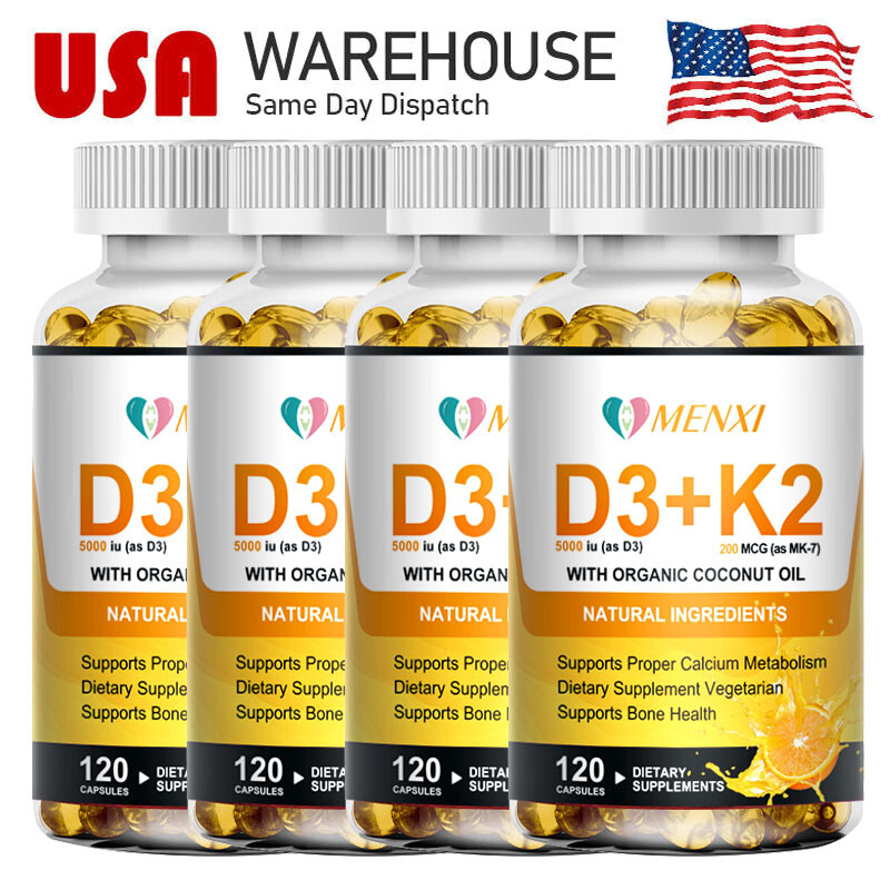 Vitamin K2 & D3 Vitamin with BioPerine Capsules Strong For Immunity (1-4Packs)