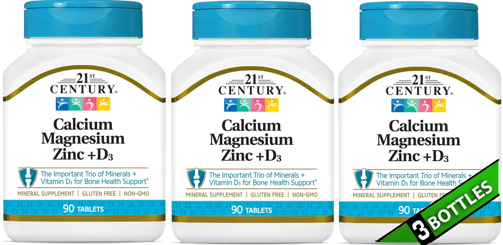 3 Pack Calcium Magnesium Zinc Vitamin D3 270 Tab (3×90) Super Trio Bones Muscles