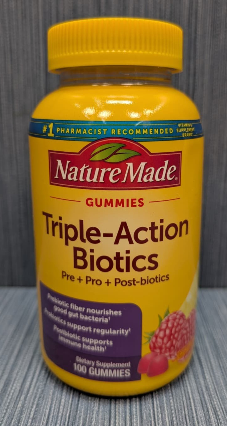 Nature Made Gummies Triple-Action Biotics Pre + Pro + Post-Biotics x 100 Gummies