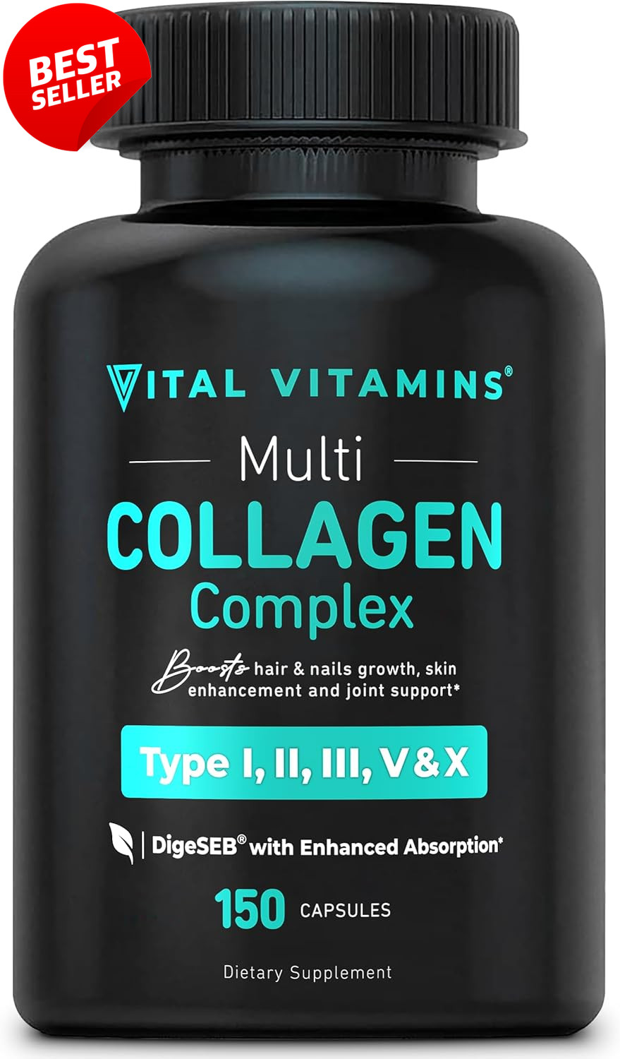 Multi Collagen Capsules Type I II III V X Grass Fed Non GMO 150 Count US
