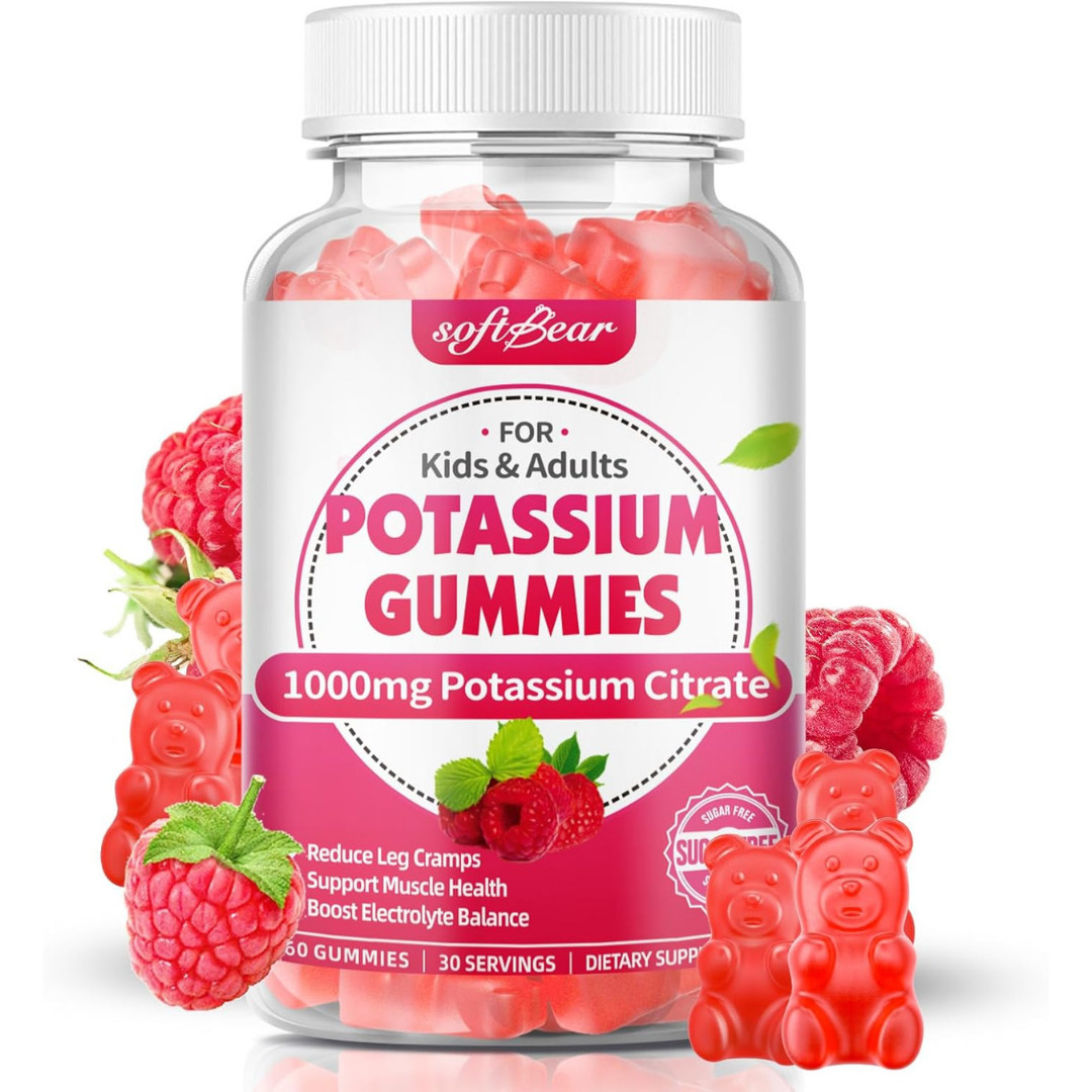 Potassium Citrate Gummies 1000mg, High Potency Potassium Supplement for Adults W