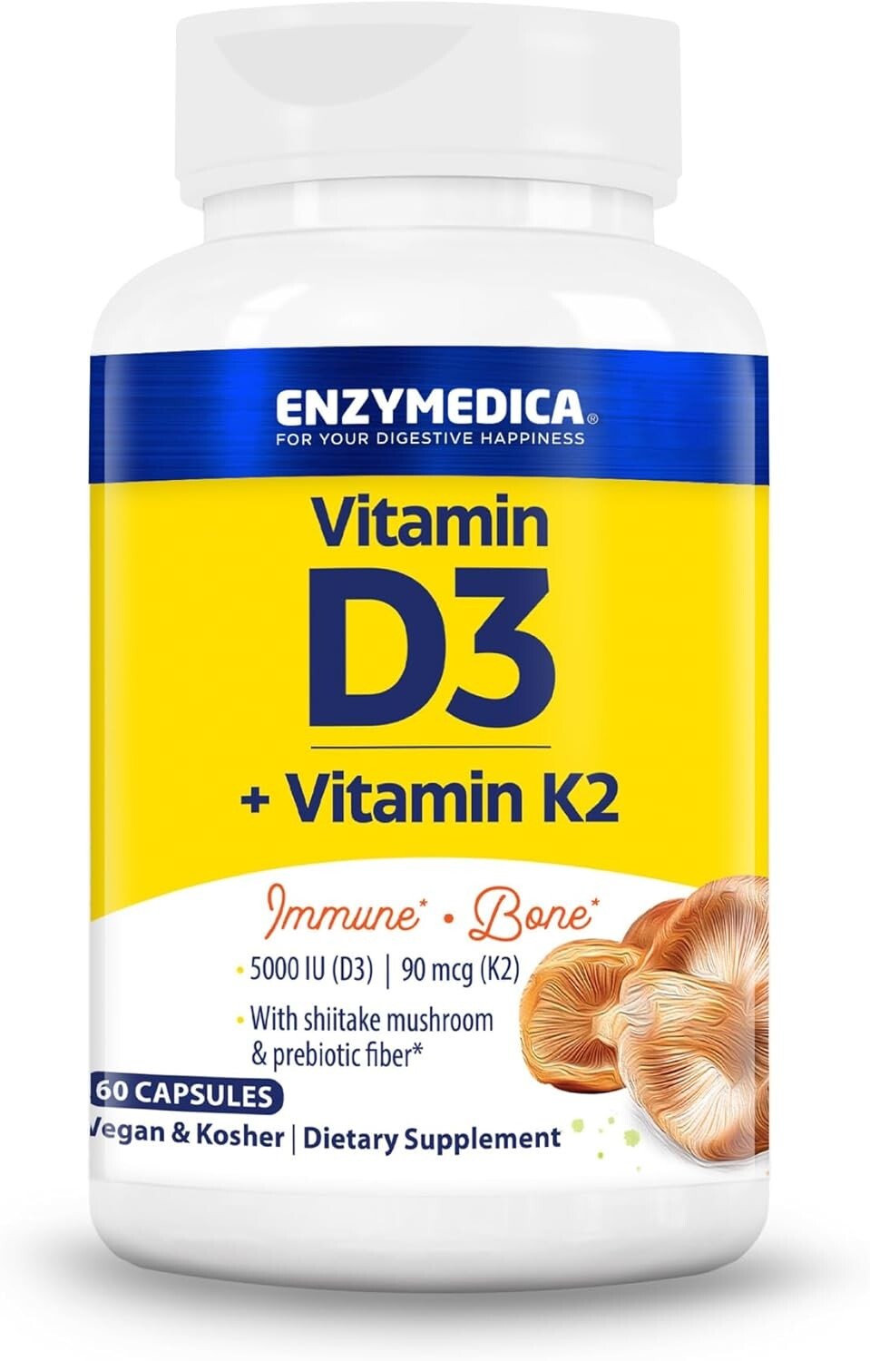 Enzymedica D3 + Vitamin K2 60 Caps