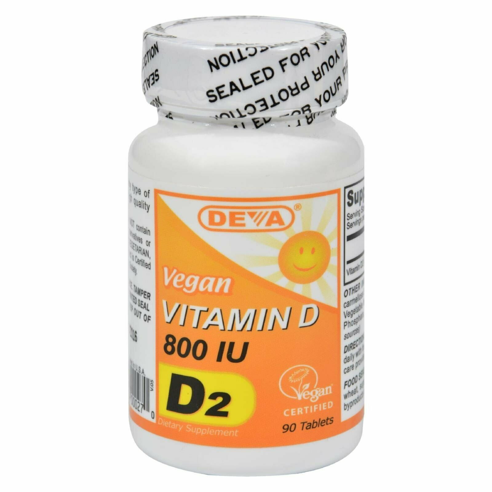 Deva Vegan Vitamin D & D2 Antioxidant Tablets Dietary Supplement 800 IU 90 Count