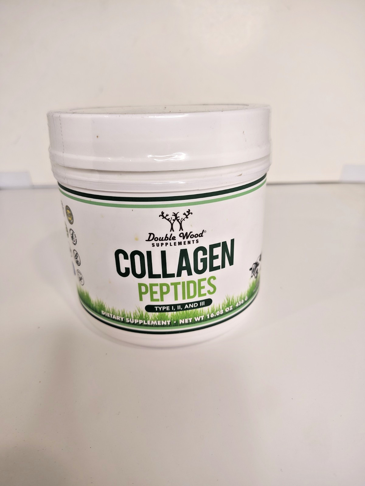Double Wood Collagen Peptides Type I, II, and III, Powder, 16.08 oz (456 g) 6/26