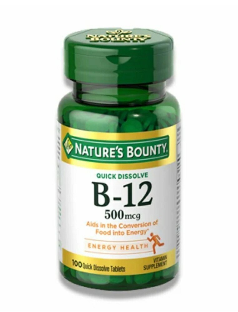 Nature’s Bounty Vitamin B12 Supplement. Supports Metabolism. 500 mcg. 100 Tabs