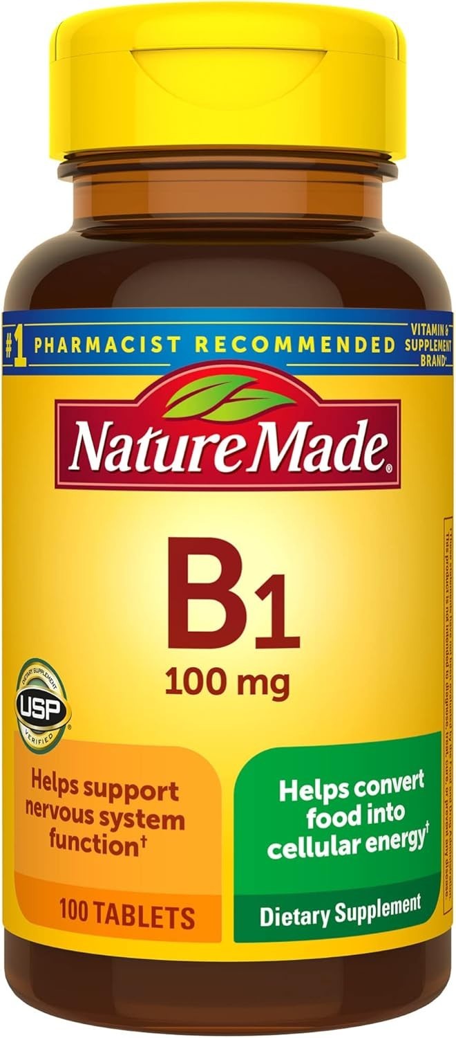 Nature Made Vitamin B1 100 mg, Supplement Energy Metabolism Support, 100 Tablets