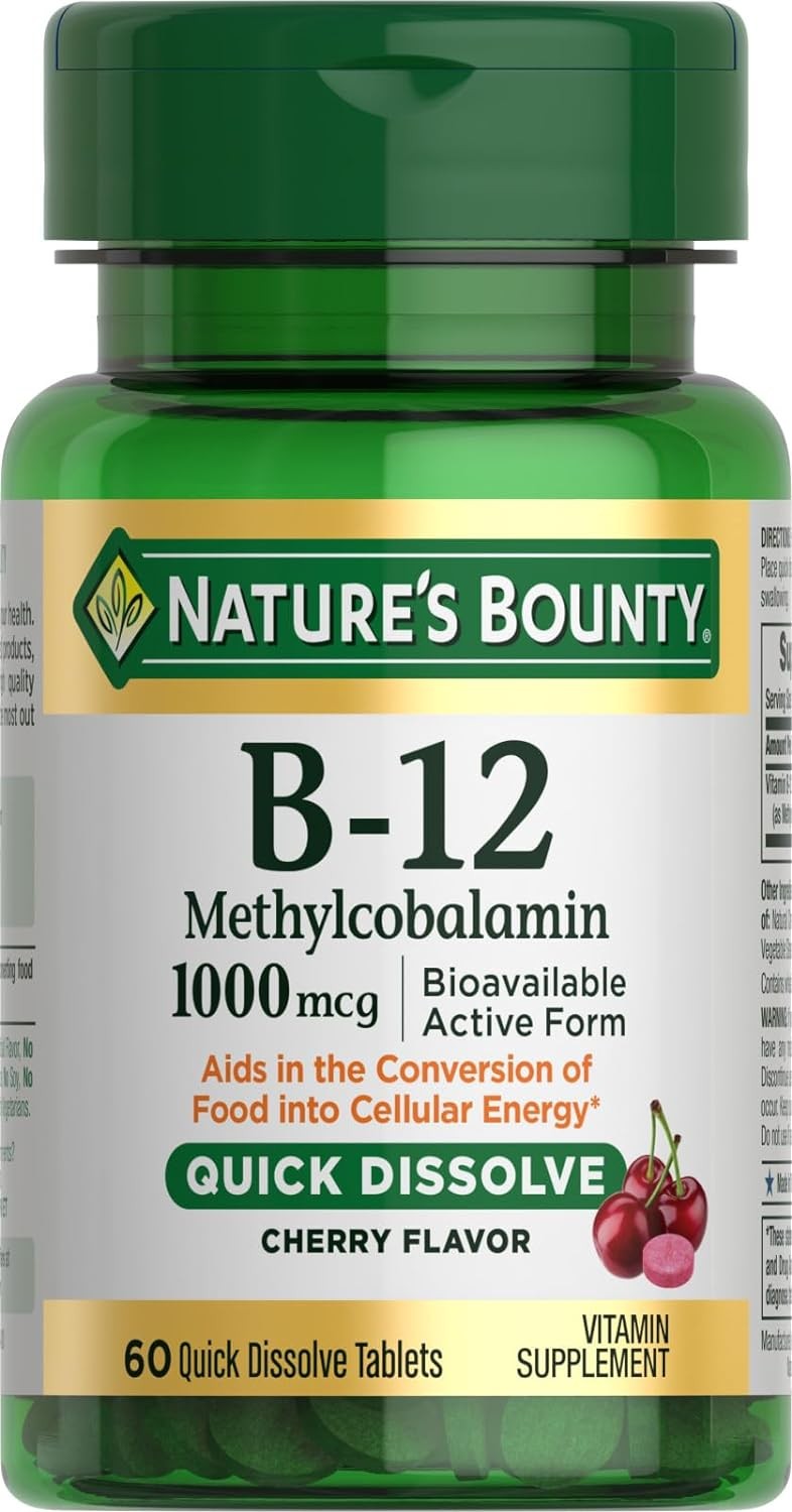 Nature’s Bounty Vitamin B-12 Quick Dissolve Tablets, 1000mcg, Aids in the Conver