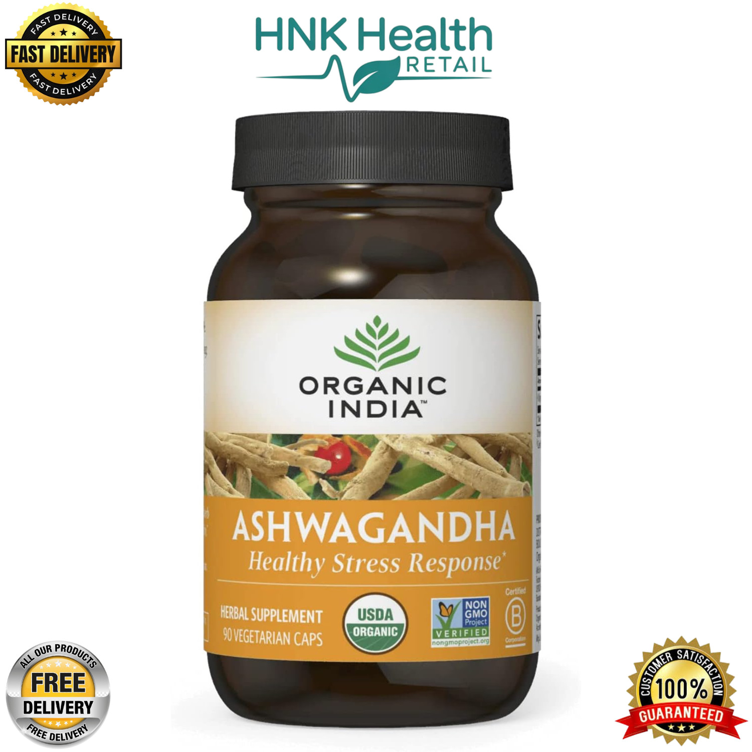 Organic India Ashwagandha Capsules, Stress Relief, Energy – 90 Vegan Capsules