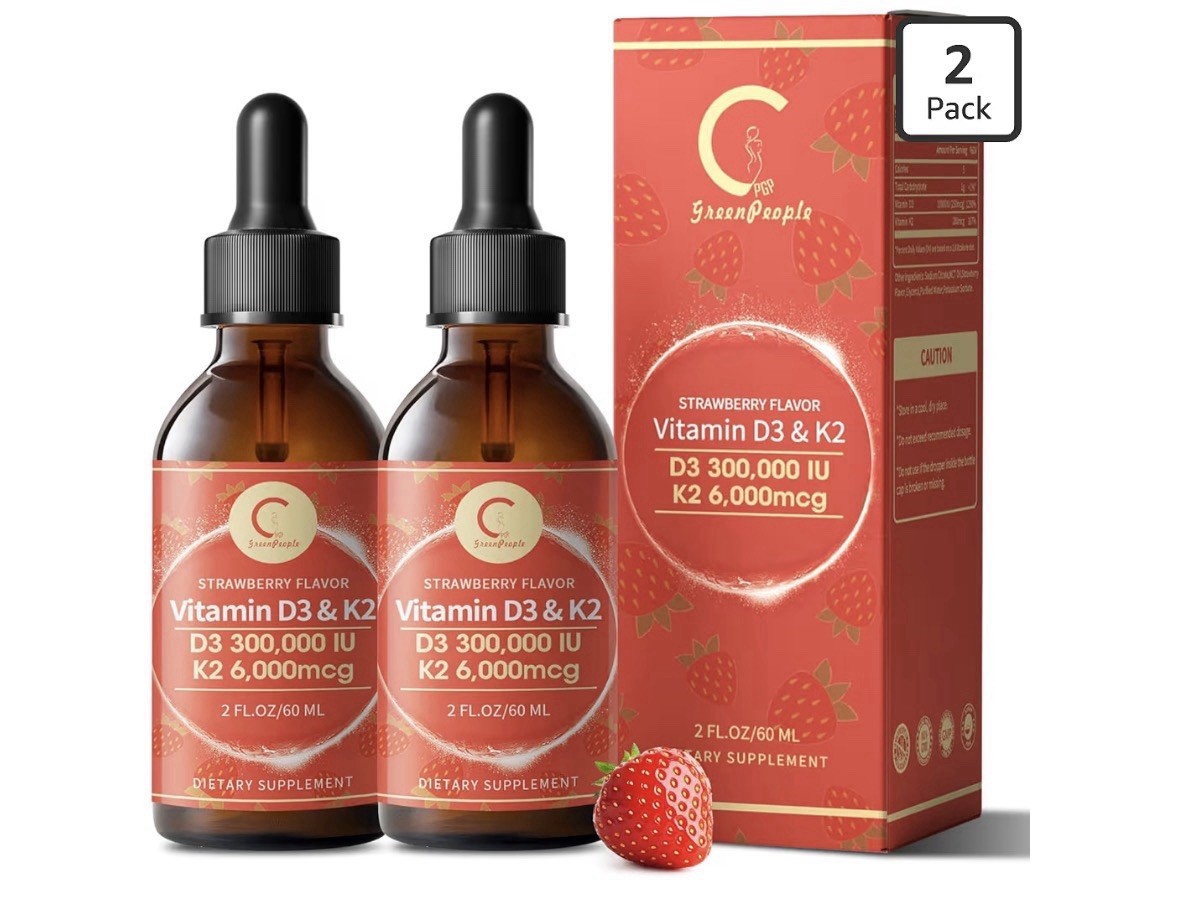 Vitamin D3 10000 IU + K2 200mcg Vegan Non-GMO D3 K2 Supplement Liquid Drop 2/pcs