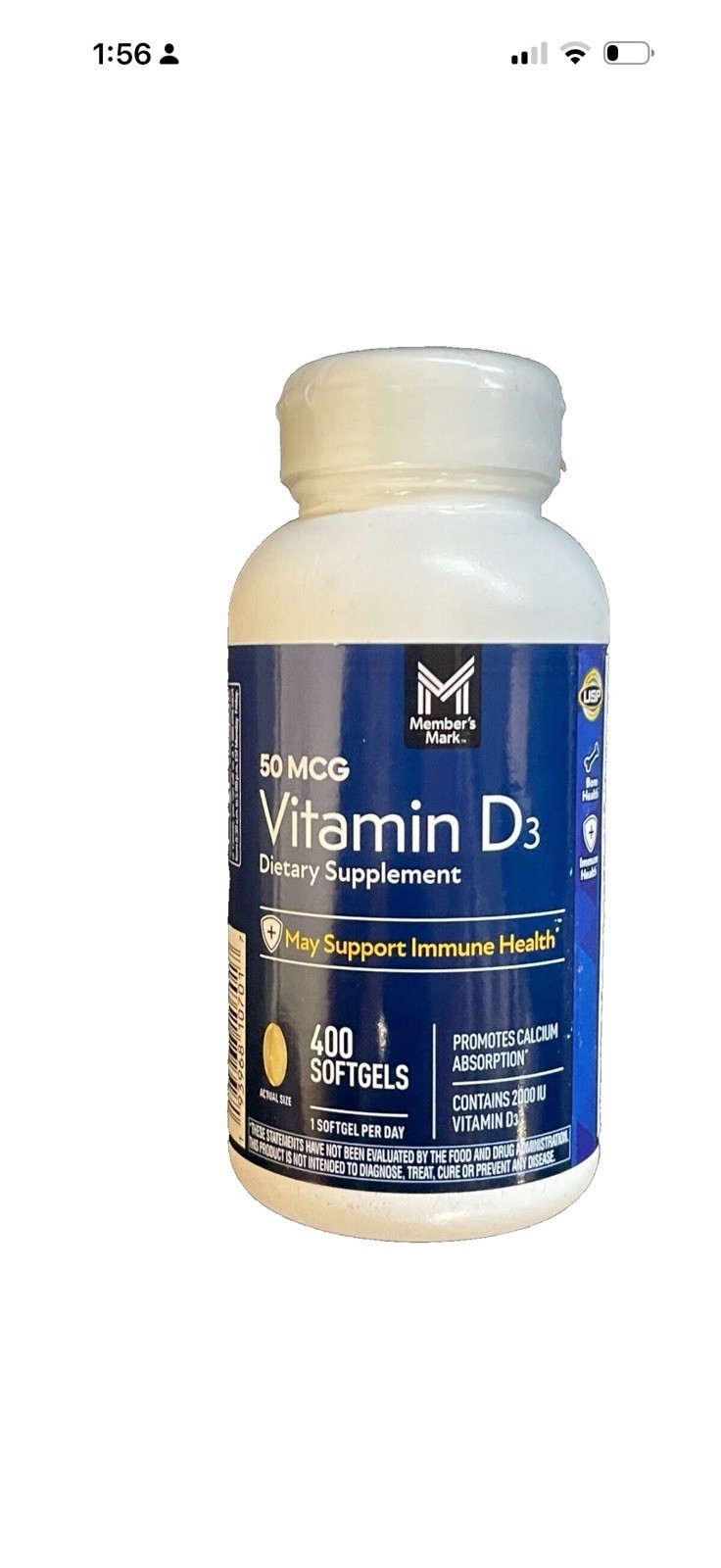 Member’s Mark Vitamin D3, 50 mcg, 400 ct.
