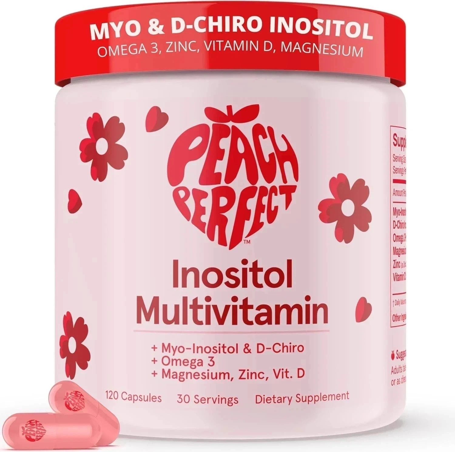 Peach Perfect Inositol Multivitamin + Myo-Inositol & D-Chiro, 120 Capsules