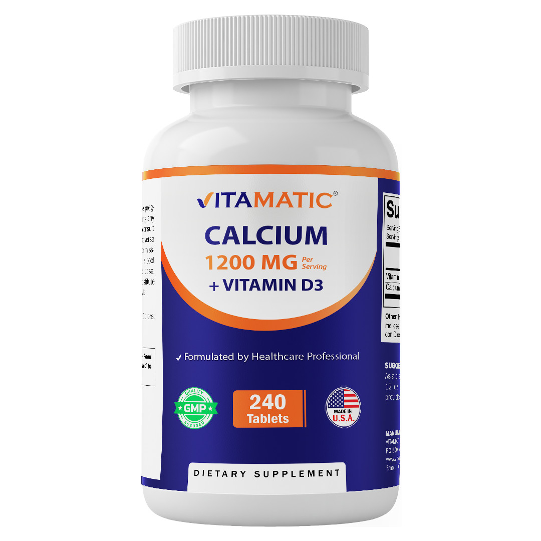 Vitamatic Calcium 1200mg with Vitamin D3 2000 IU (50mcg) – 240 Tablets