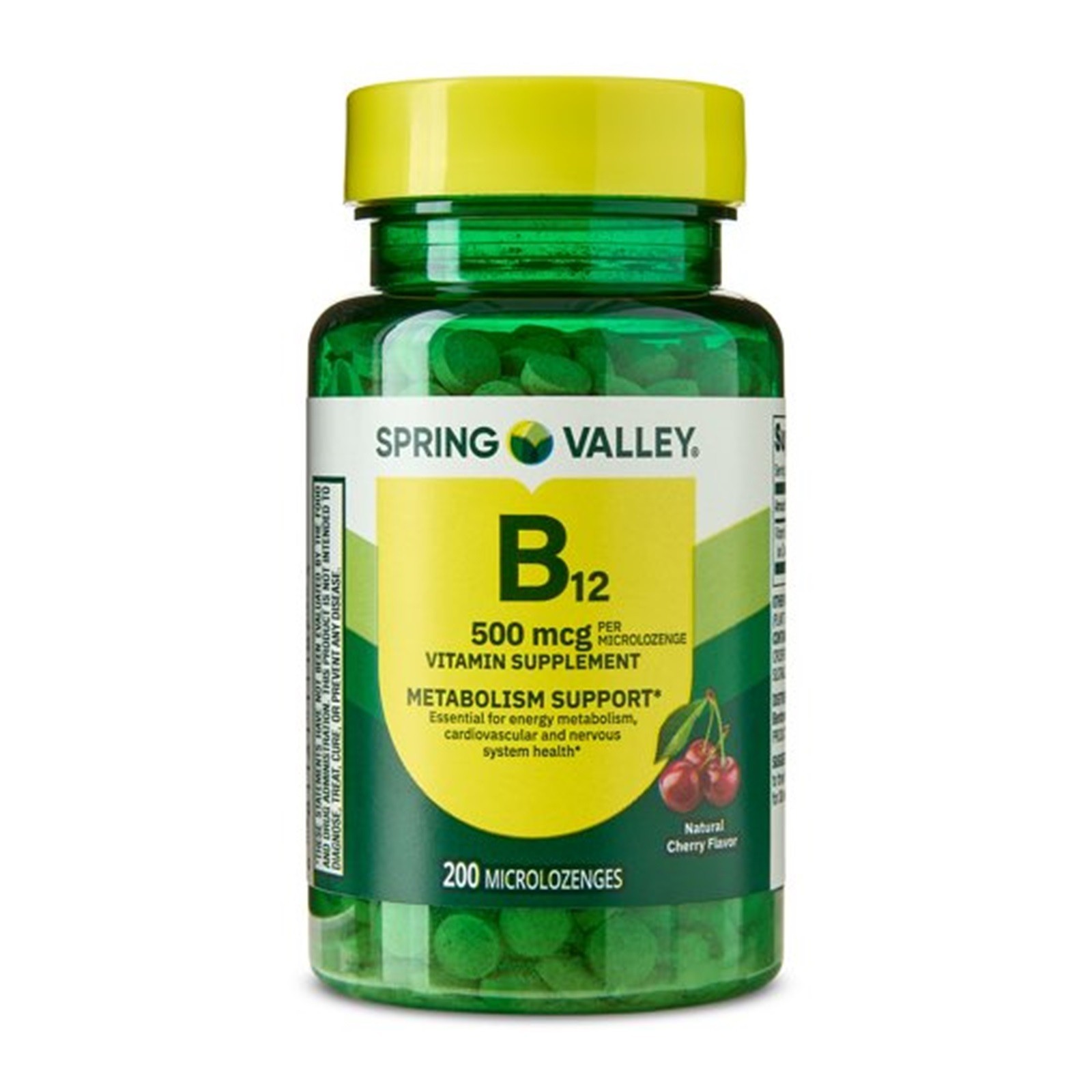 Spring Valley Cherry B12 500 mcg Microlozenges, 200 Ct – (3 Pack)