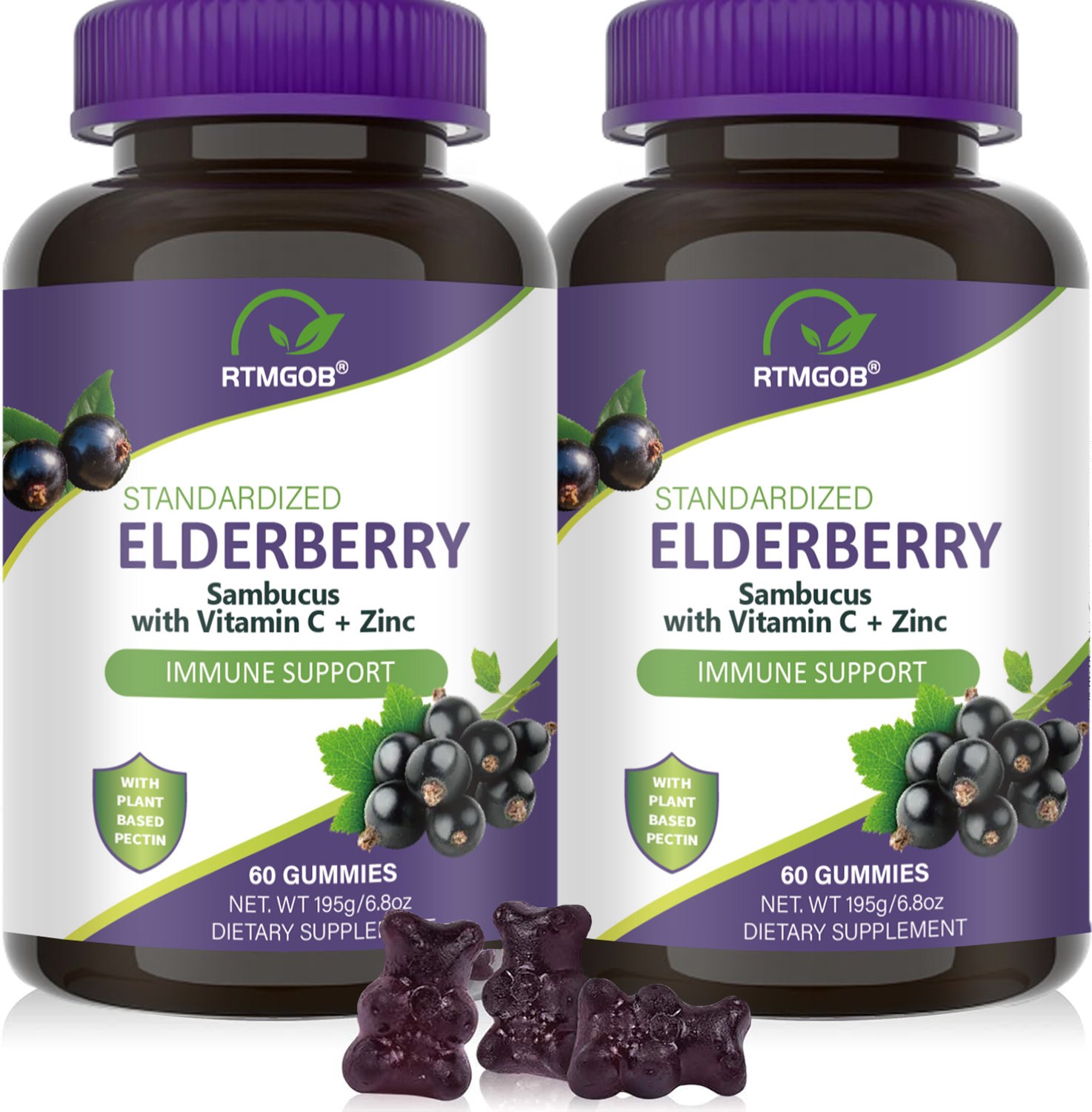 1PCS Elderberry Gummies + Vitamin C + Zinc – Immune Support for Seasonal Health