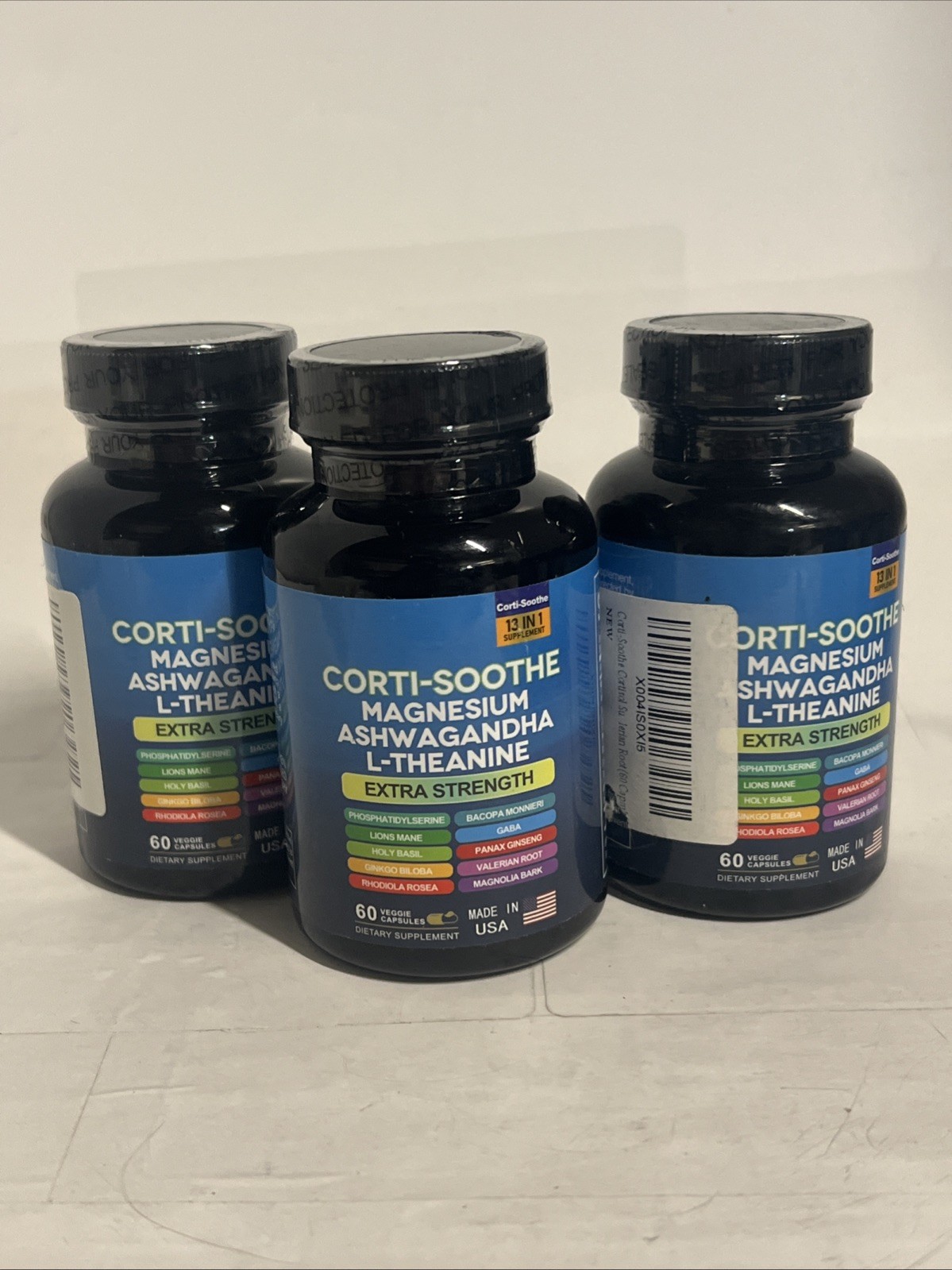 3x CORTI-SOOTHE Cortisol Magnesium Ashwagandha L-theanine 60ct Exp 1/27
