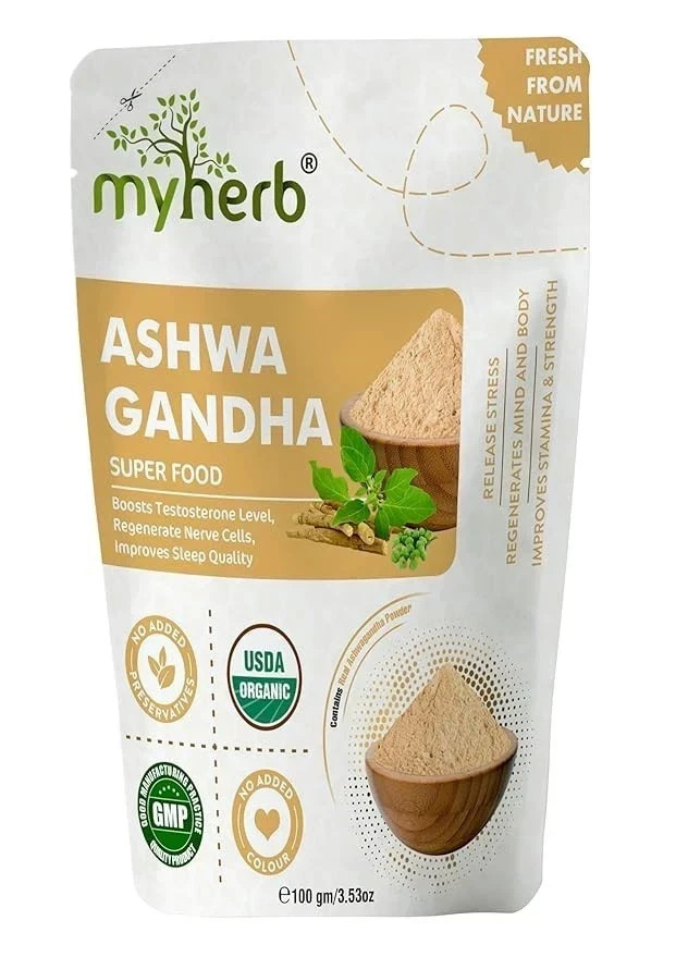 MYHERB Organic Ashwagandha Powder 100 g – Pack of 1 | Ayurvedic Wellness Support