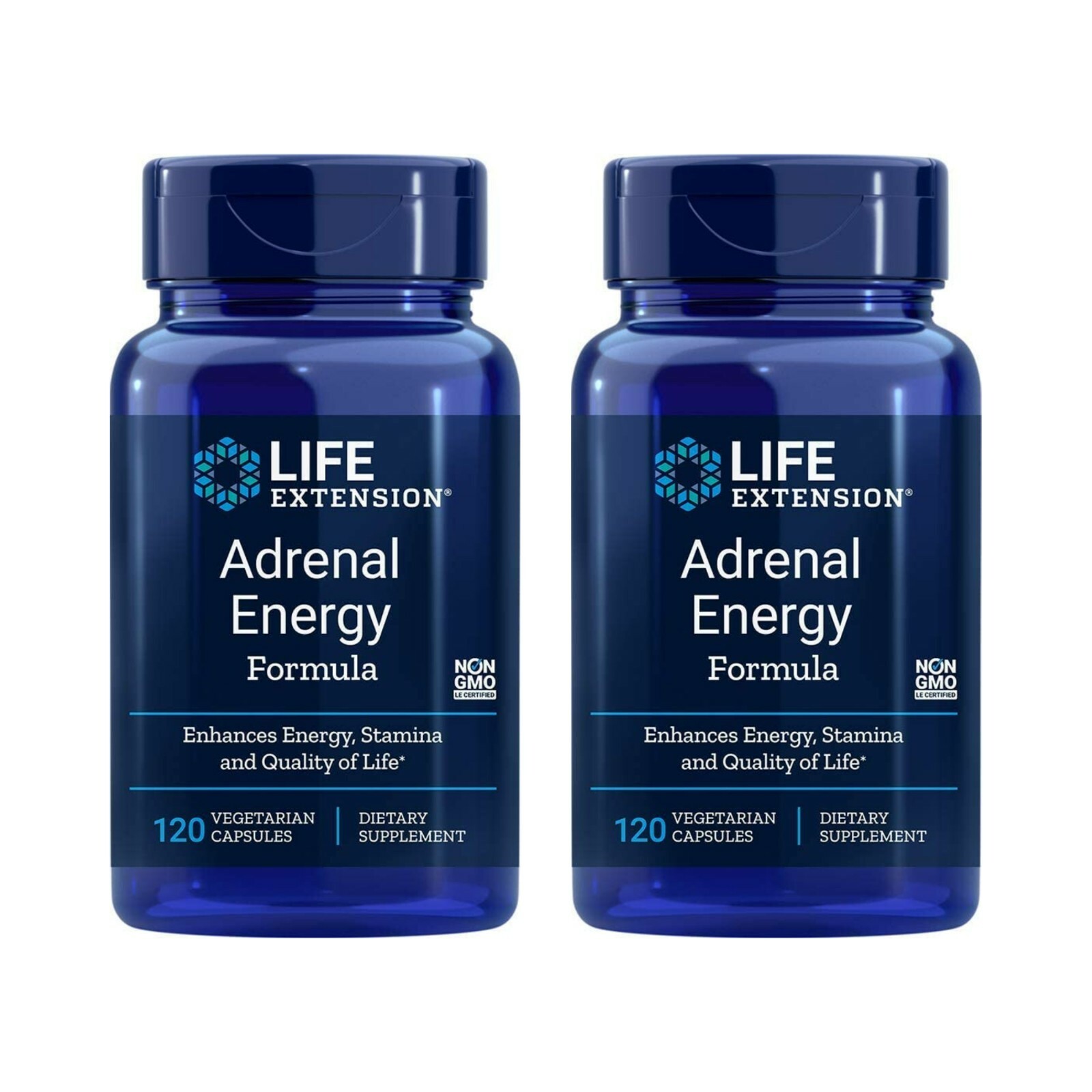 Lot of 2 Life Extension Adrenal Energy Formula Stamina 120 Vegetarian Capsules