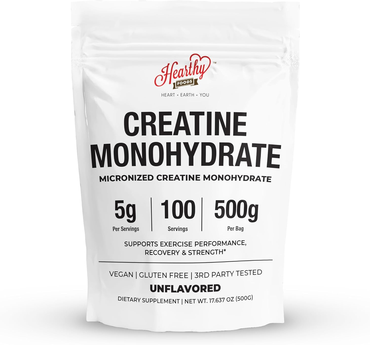 Creatine Monohydrate Micronized Powder 500G – 100 Servings (5G Each) – Unflavore