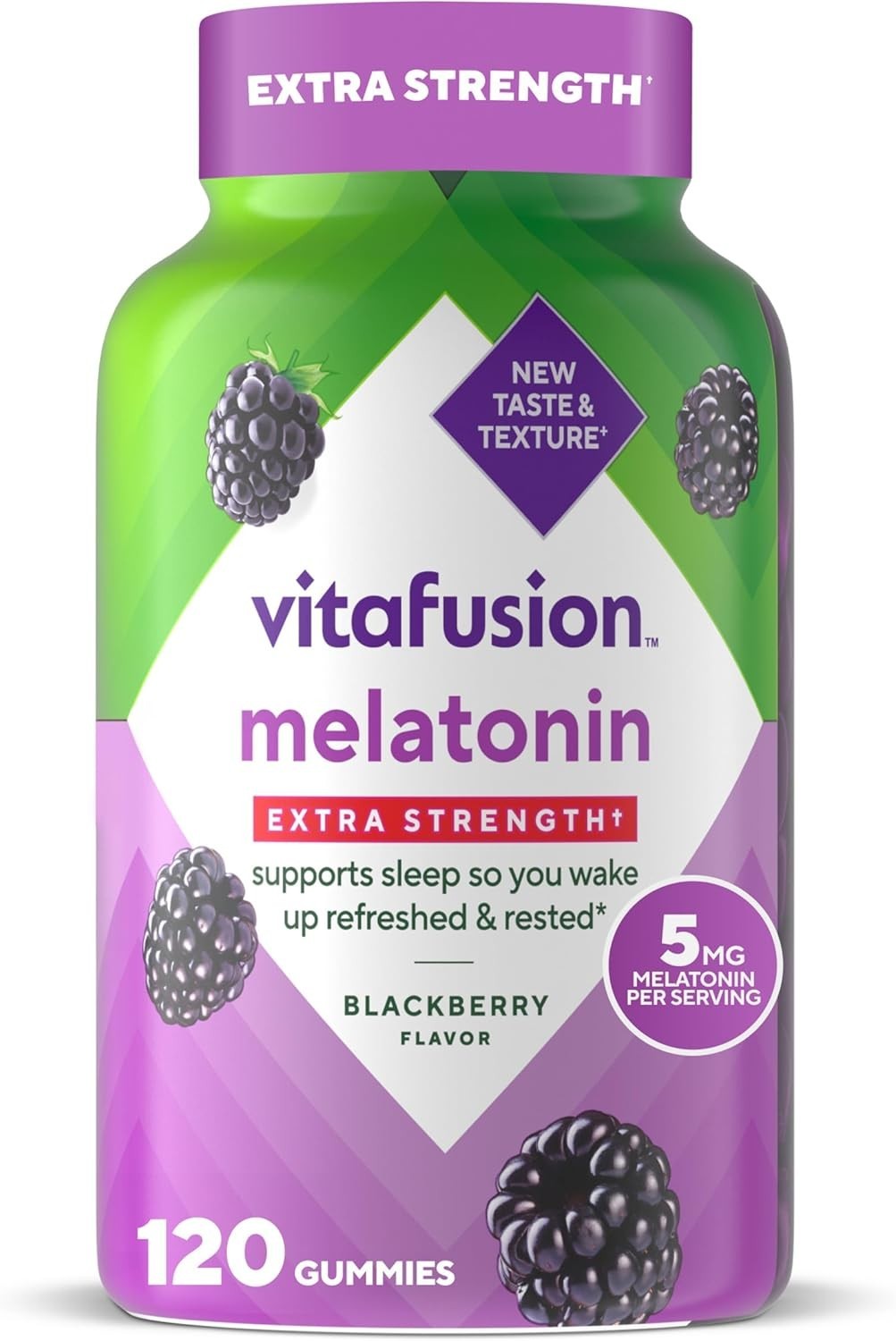 Vitafusion Melatonin 5mg Extra Strength Blackberry Gummies 120ct, Exp 12/25