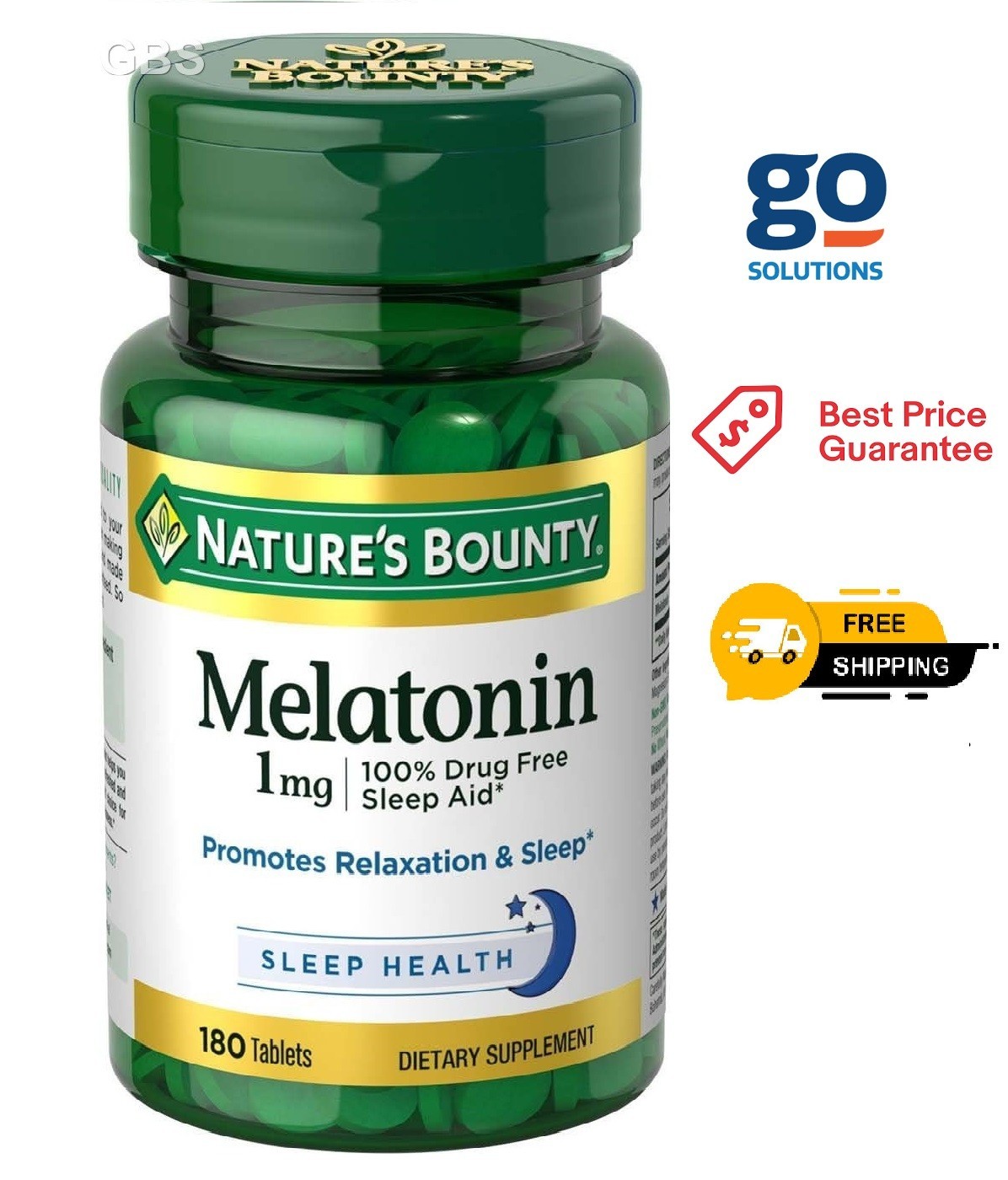 Nature’S Bounty Melatonin, 100% Drug Free Sleep Aid, 1Mg, 180 Tablets