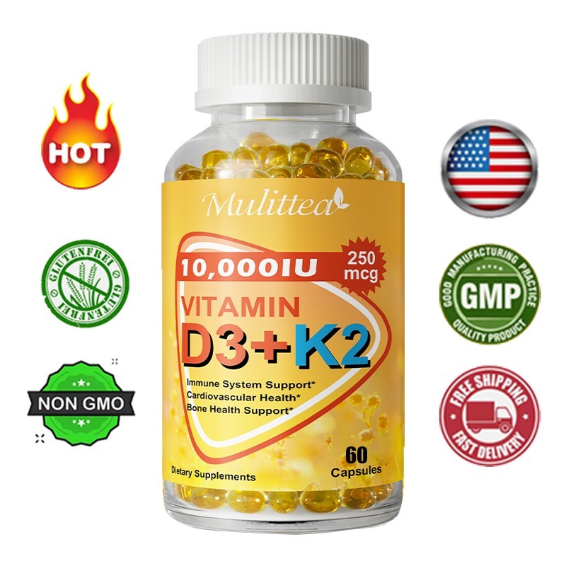 Vitamin D3 10000 IU & K2 MK-7 – Immune, Bone & Heart Health Support, 120 Softgel