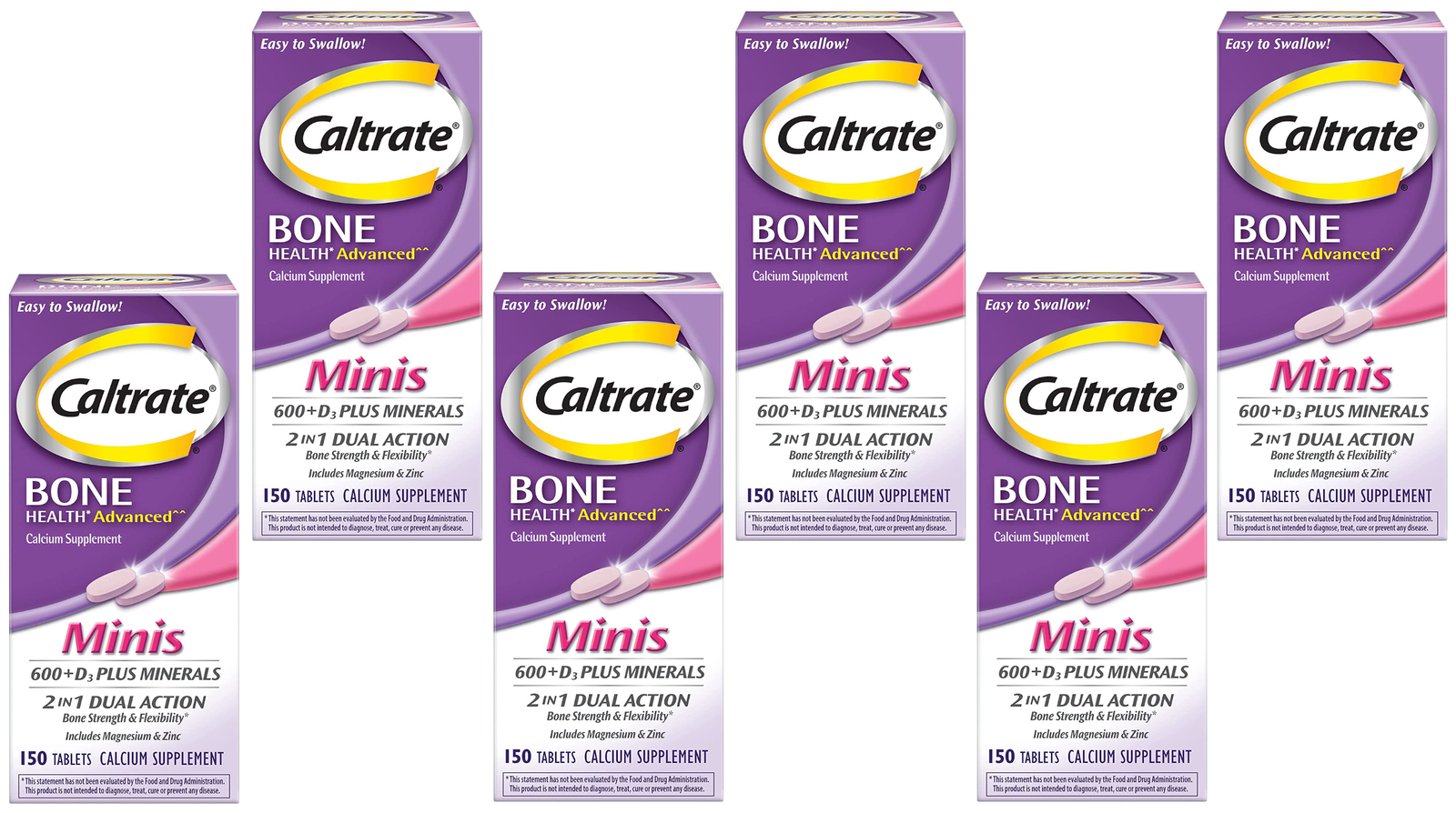 Caltrate Calcium and Vitamin D3 Plus Minerals Minis, 150 Tablets (6 Pack)