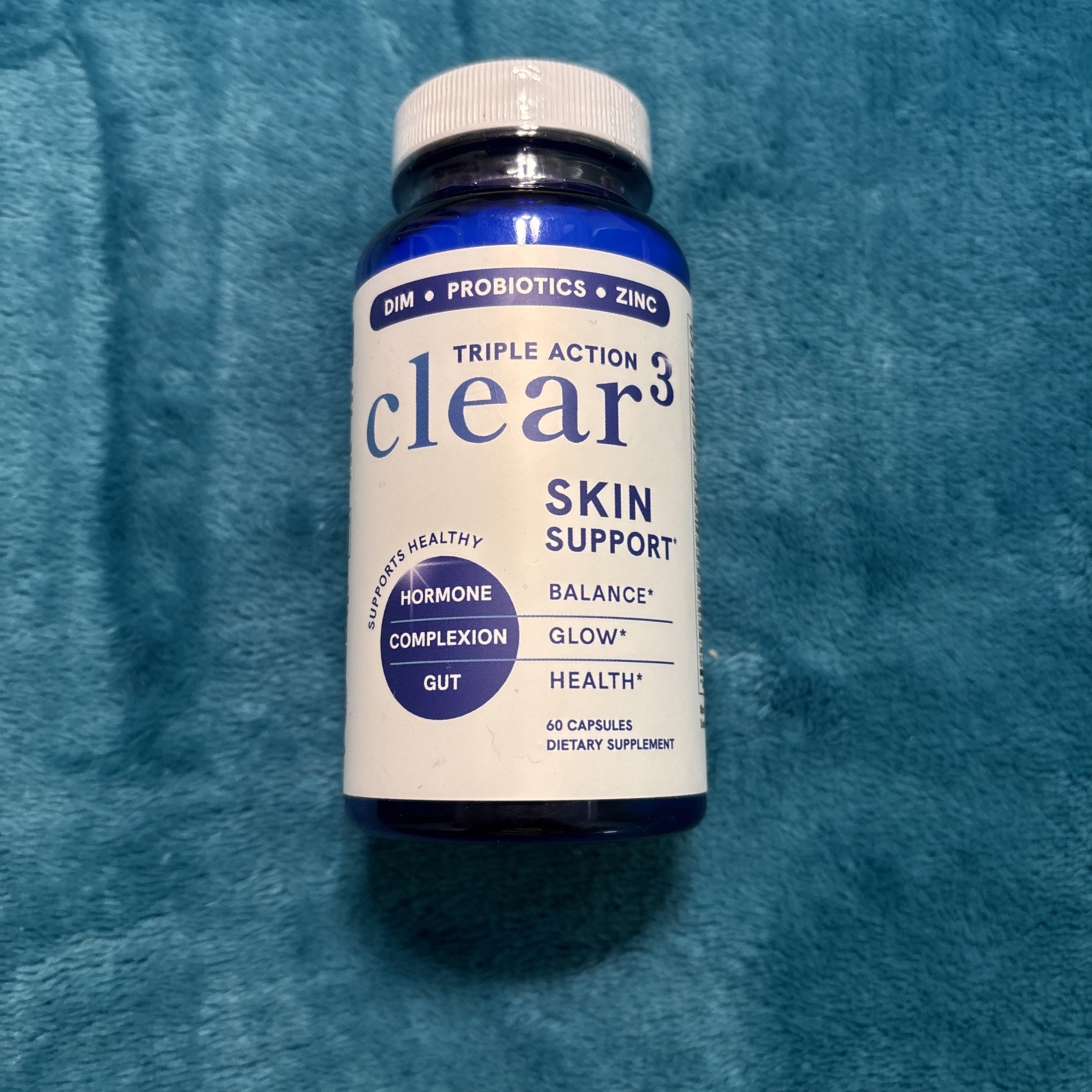 Clear Skin Supplement with Zinc, DIM and Probiotics | 3-in-1 Balance, Glow an