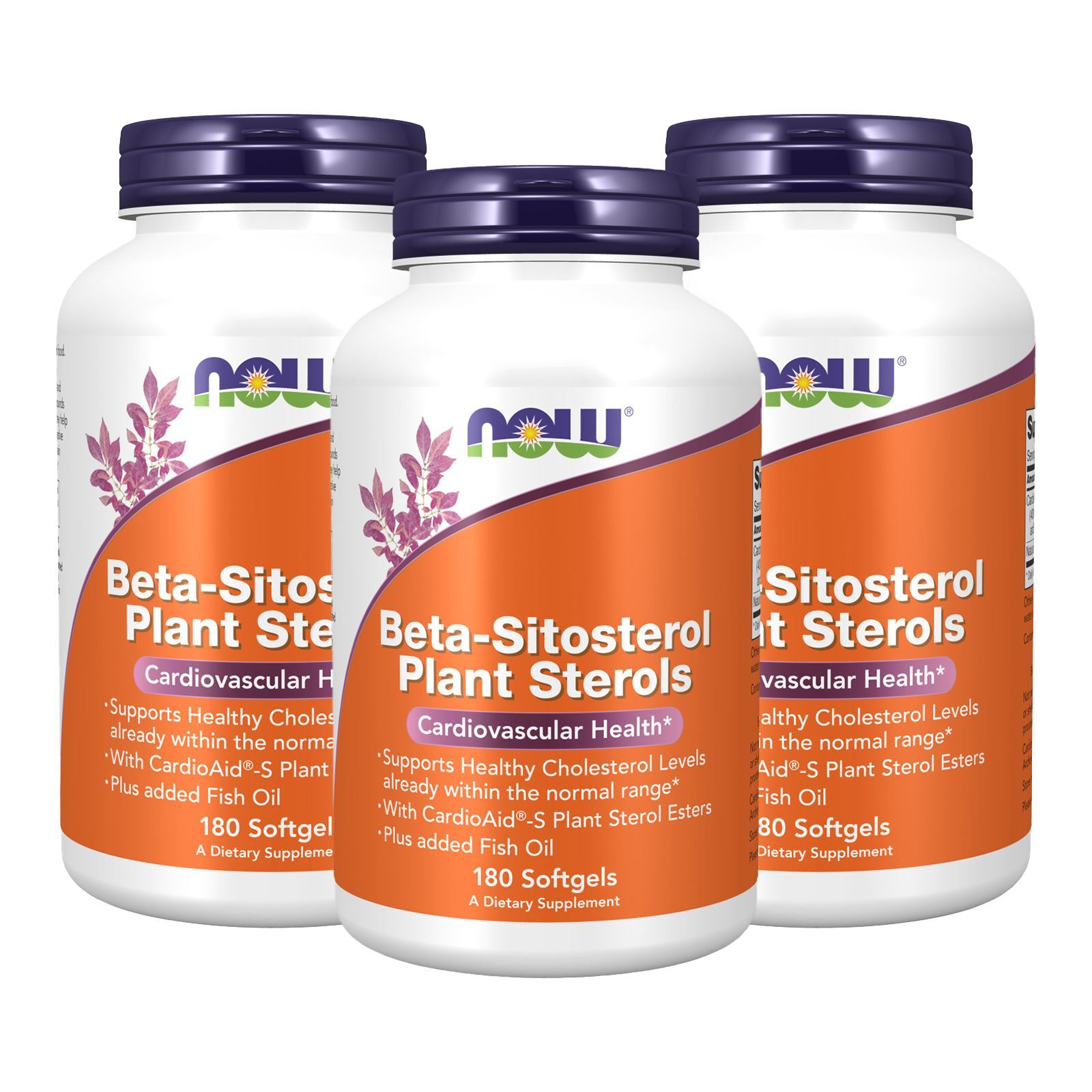 3 x NOW Beta Sitosterol Plant Sterols 180 Softgels