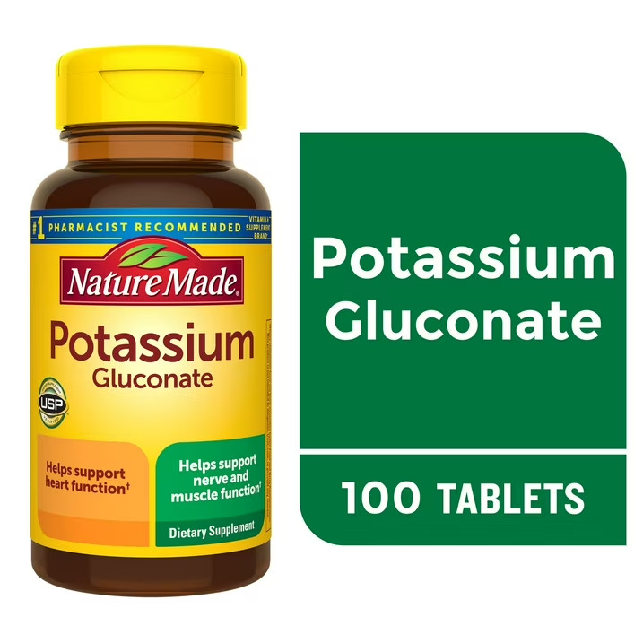 Nature Made Potassium Gluconate 550mg, Supplement Heart Nerve Muscle 100 tablets