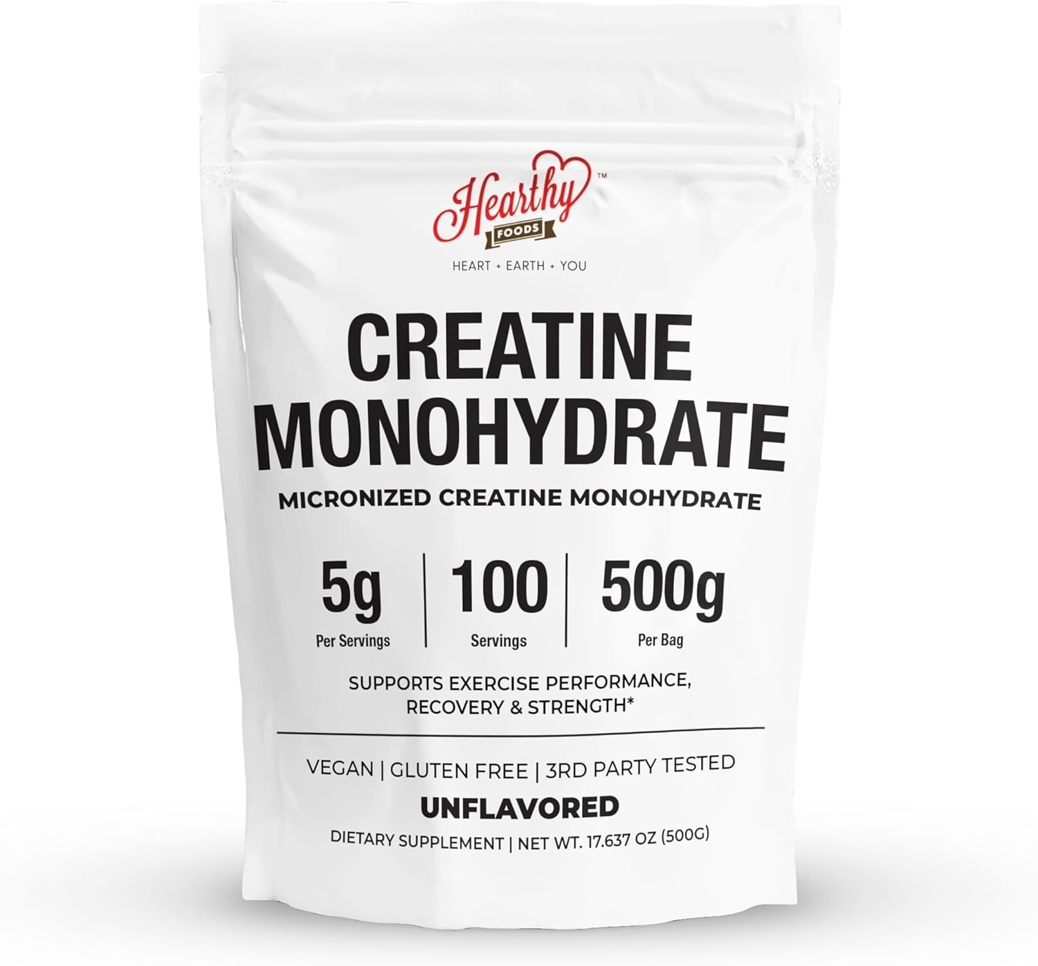 Creatine Monohydrate 500G – 100 Servings, Unflavored for Muscle Growth & Reco…