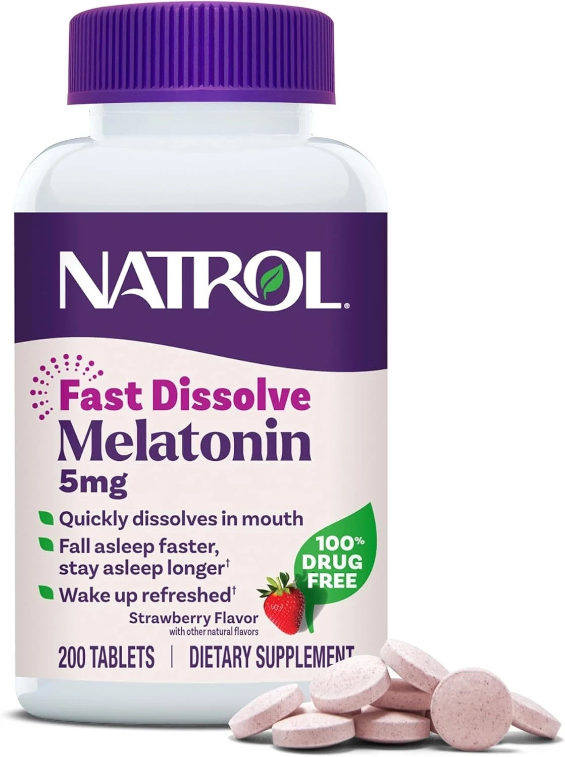 Natrol Melatonin 5mg Fast Dissolve Tablets, Sleep Support Supplements for Adults
