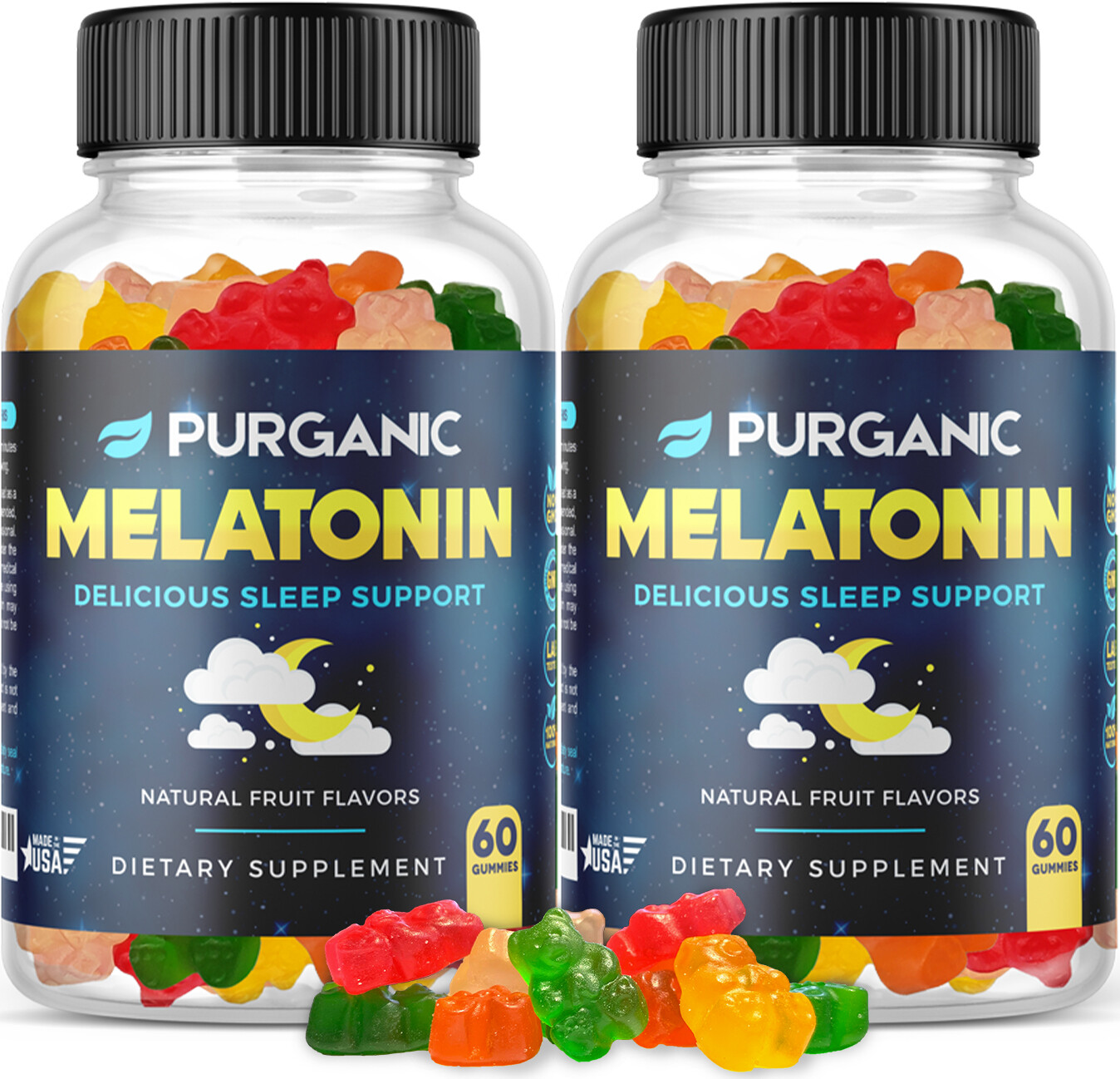 (2 Pack) Natural Melatonin Gummies – Great for Insomnia & Sleep 120ct