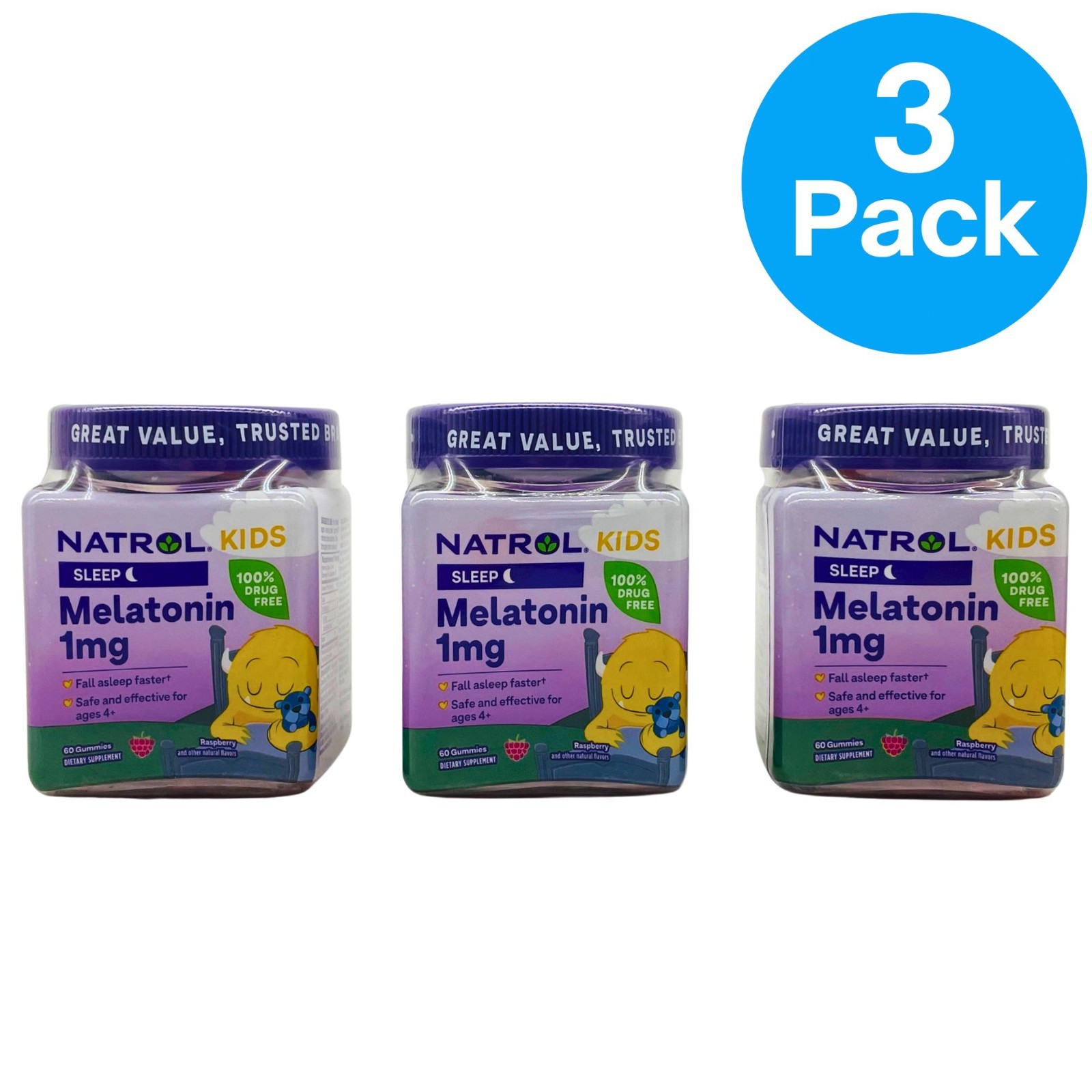 Natrol Kids Melatonin 1mg Gummies 60 ct – 3 Pack – New