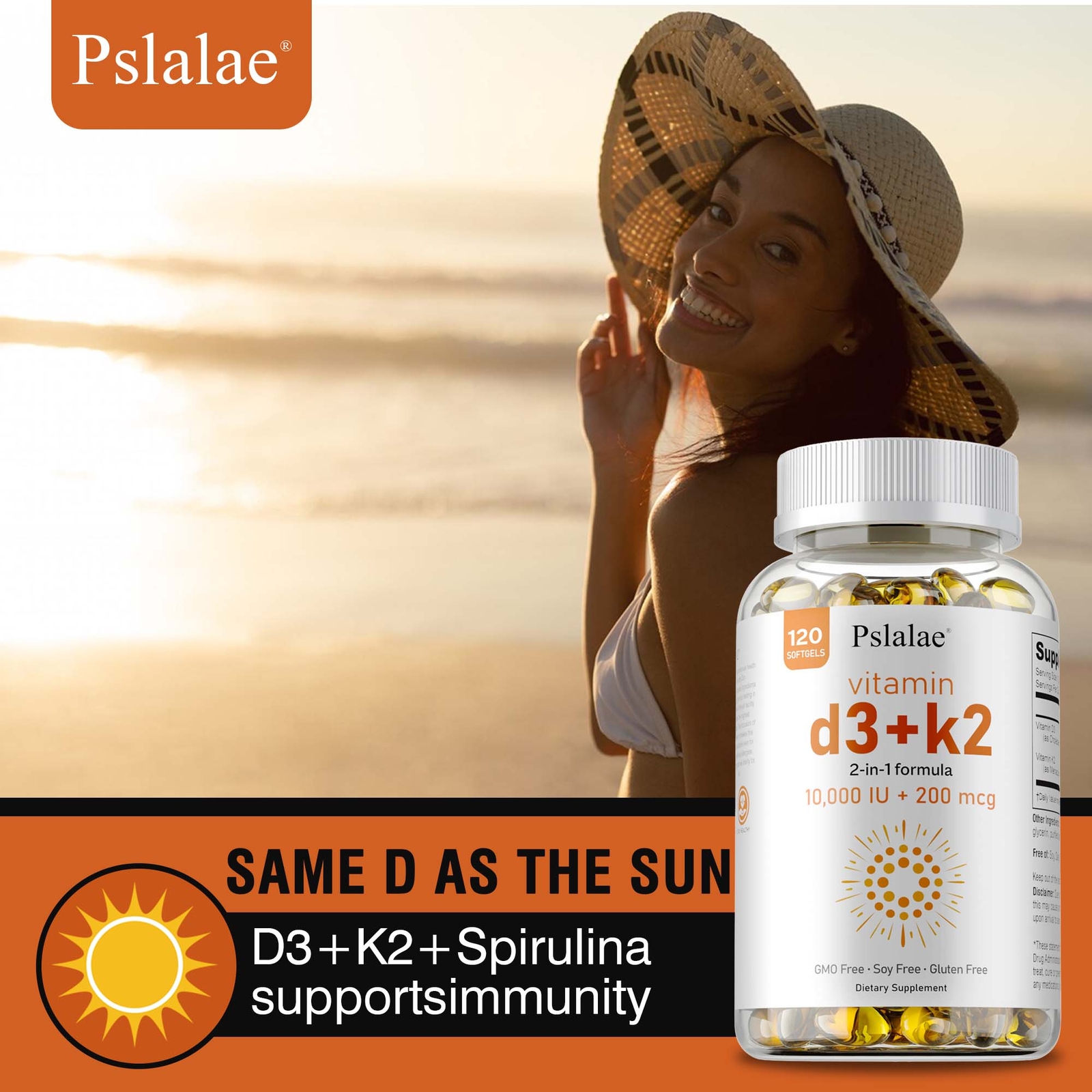 Vitamin D3+K2 10000 IU – Strong Bones, Reduces Inflammation, Immune Support