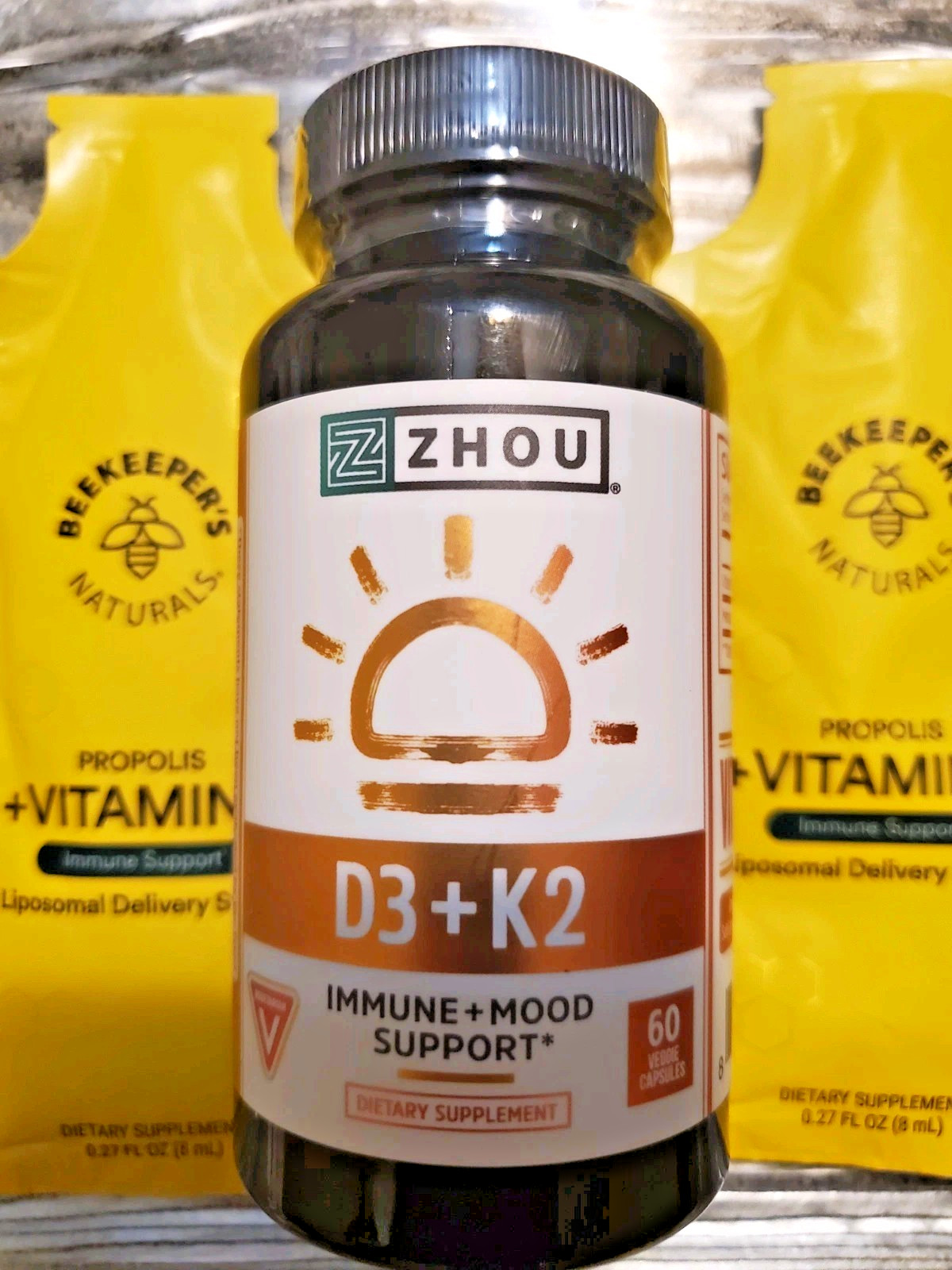 Zhou D3+K2 Vitamin D3 K2 Supplement   60 Count  Exp. 7/27 + $5 FREE Vitamin C!!