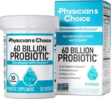 Choice Physician’s Probiotics 60 Billion CFU10 Strains + Organic Prebiotics New