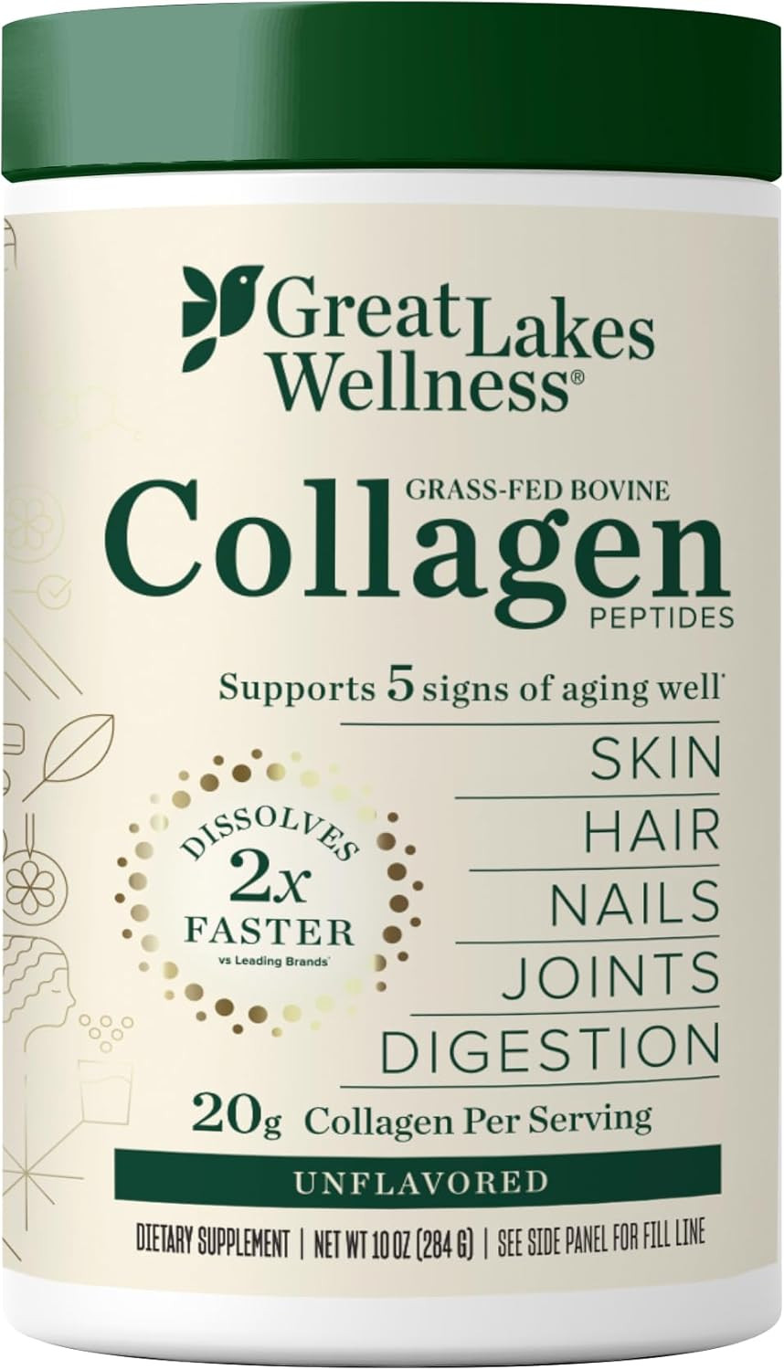 Great Lakes Wellness Collagen Peptides Powder Unflavored 10oz Keto Non-GMO
