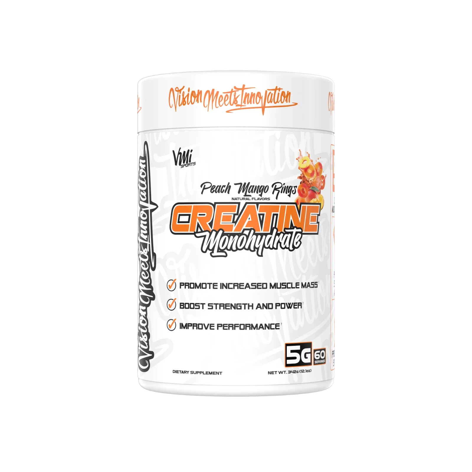 VMI Sports Creatine Monohydrate 60 Servings Peach Mango Rings Best By 10/2026