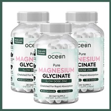 3 Pack Organics Ocean Pure Magnesium Glycinate Low Dose Zinc Chelated 90 Capsule