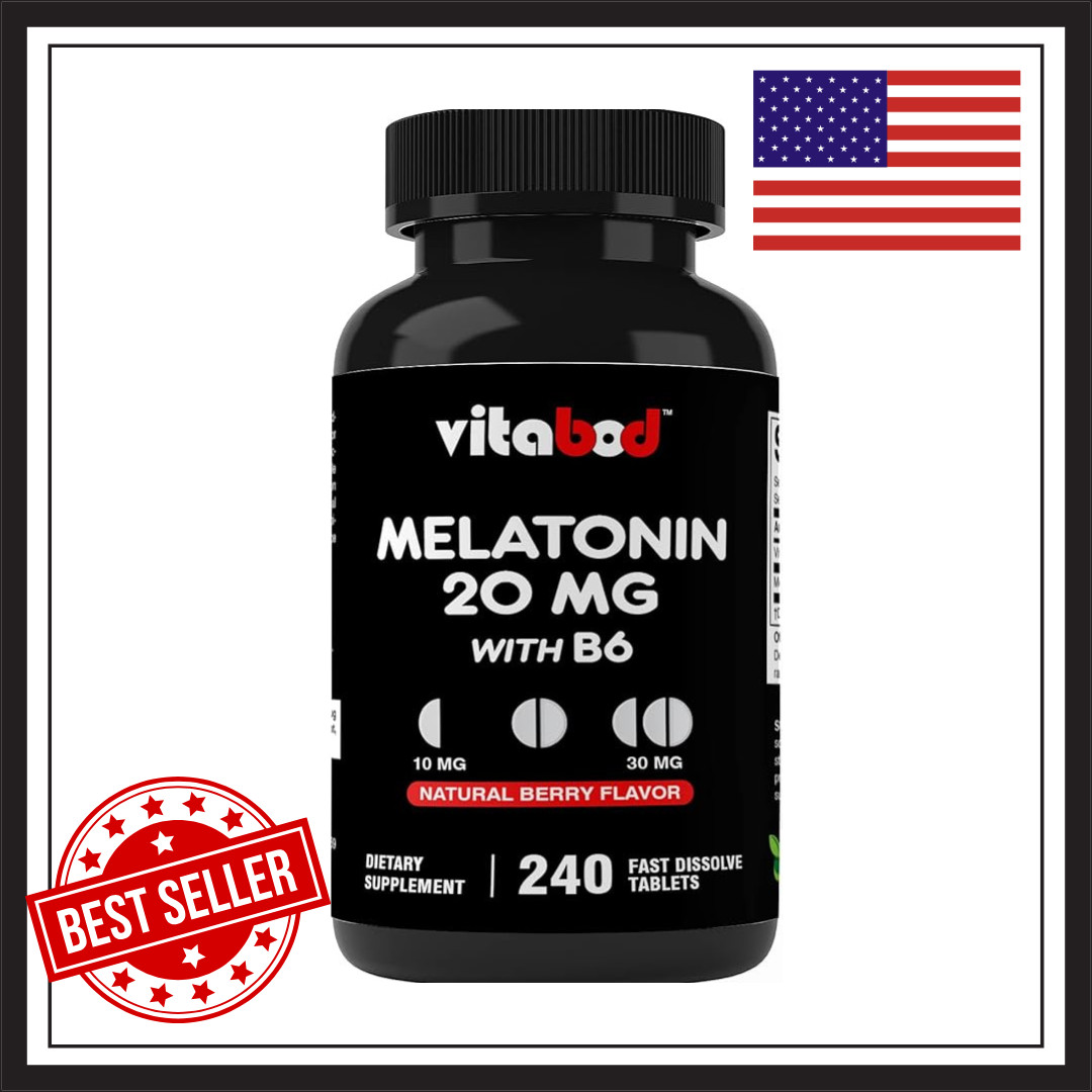 Melatonin 20mg High Potency Natural Sleep Aid Berry Flavor 240 Fast Dissolve TAB